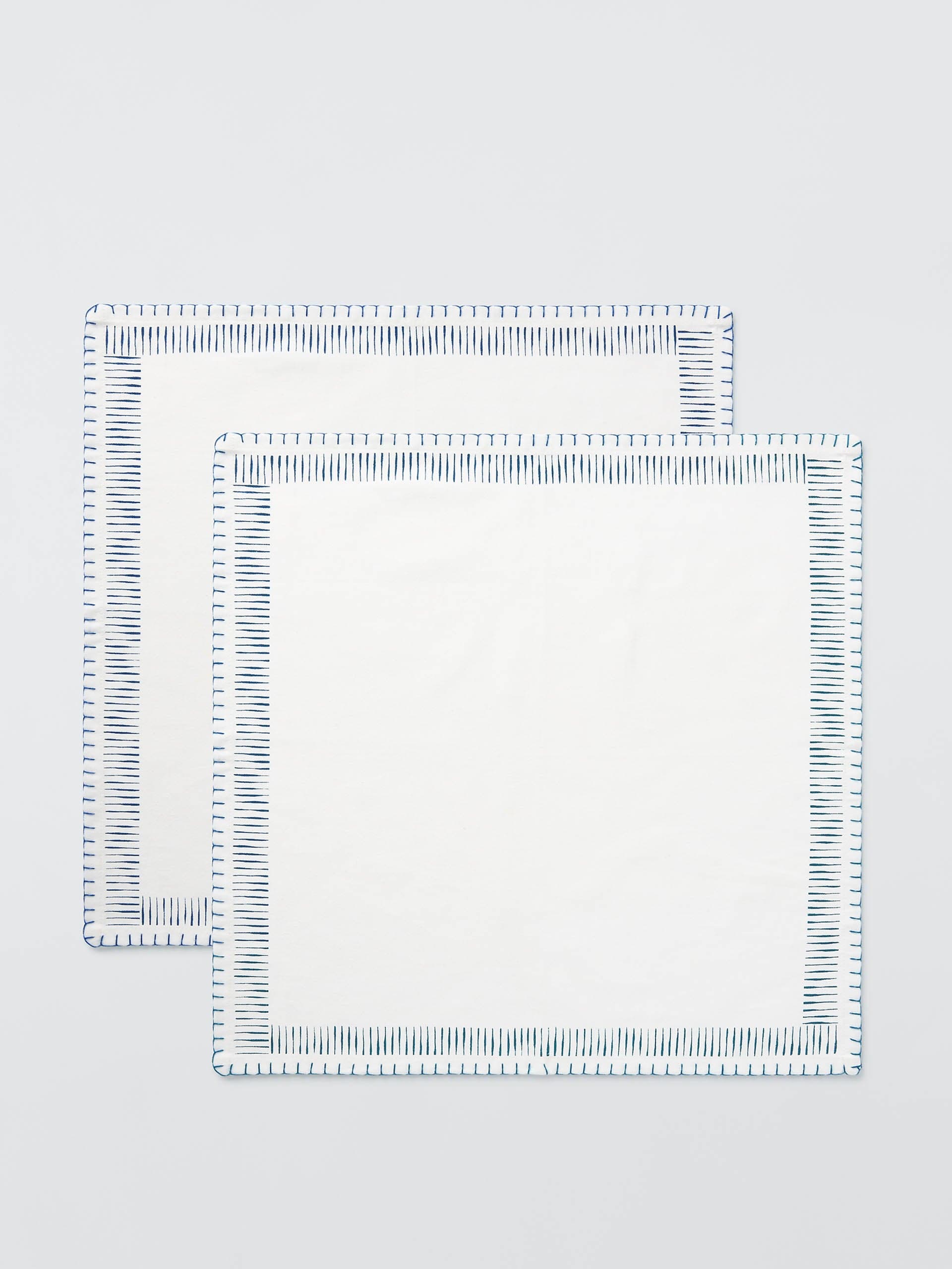 Blue stripe border cotton napkins (set of 2)