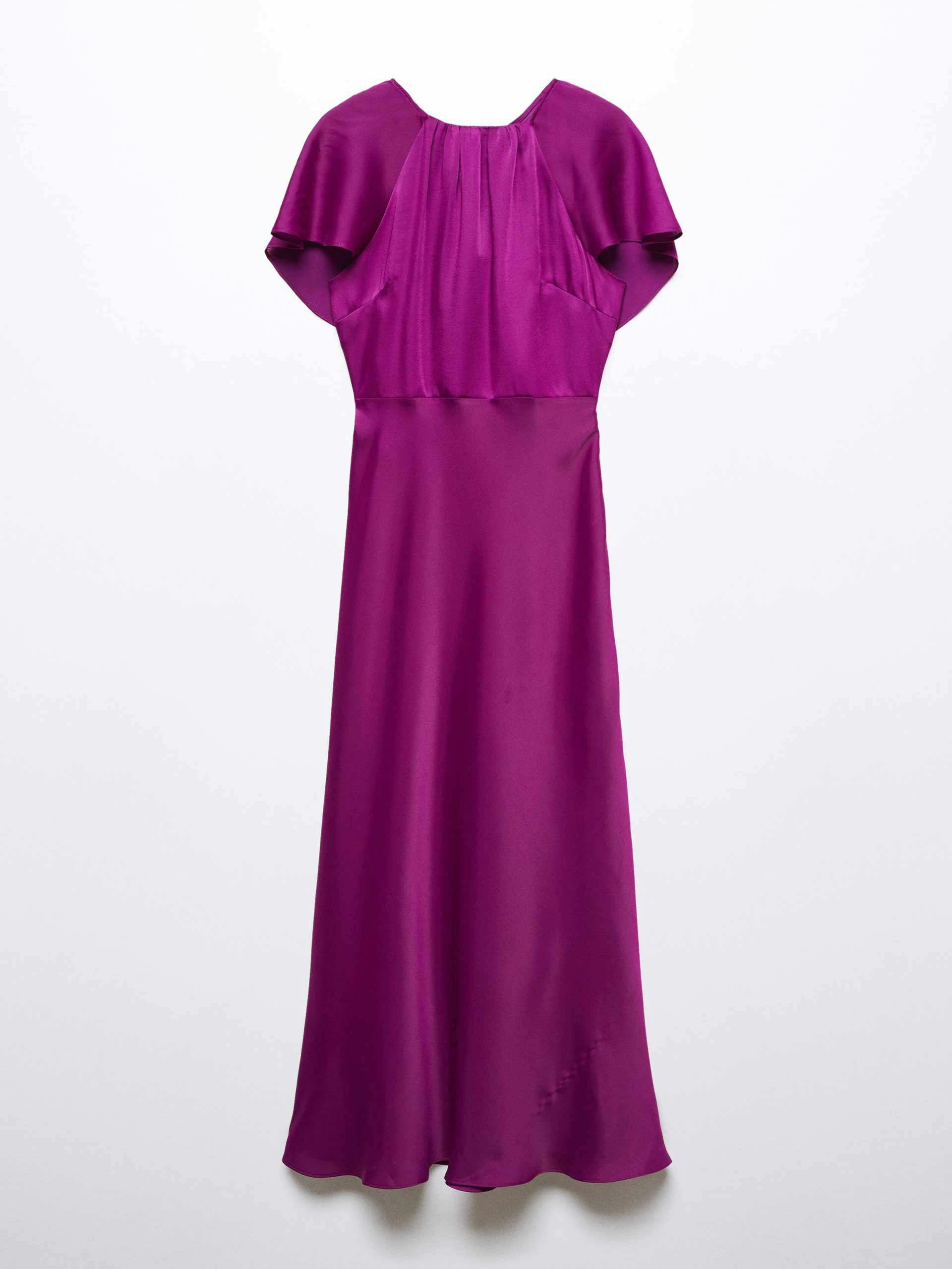 Back detail satin dress in purple