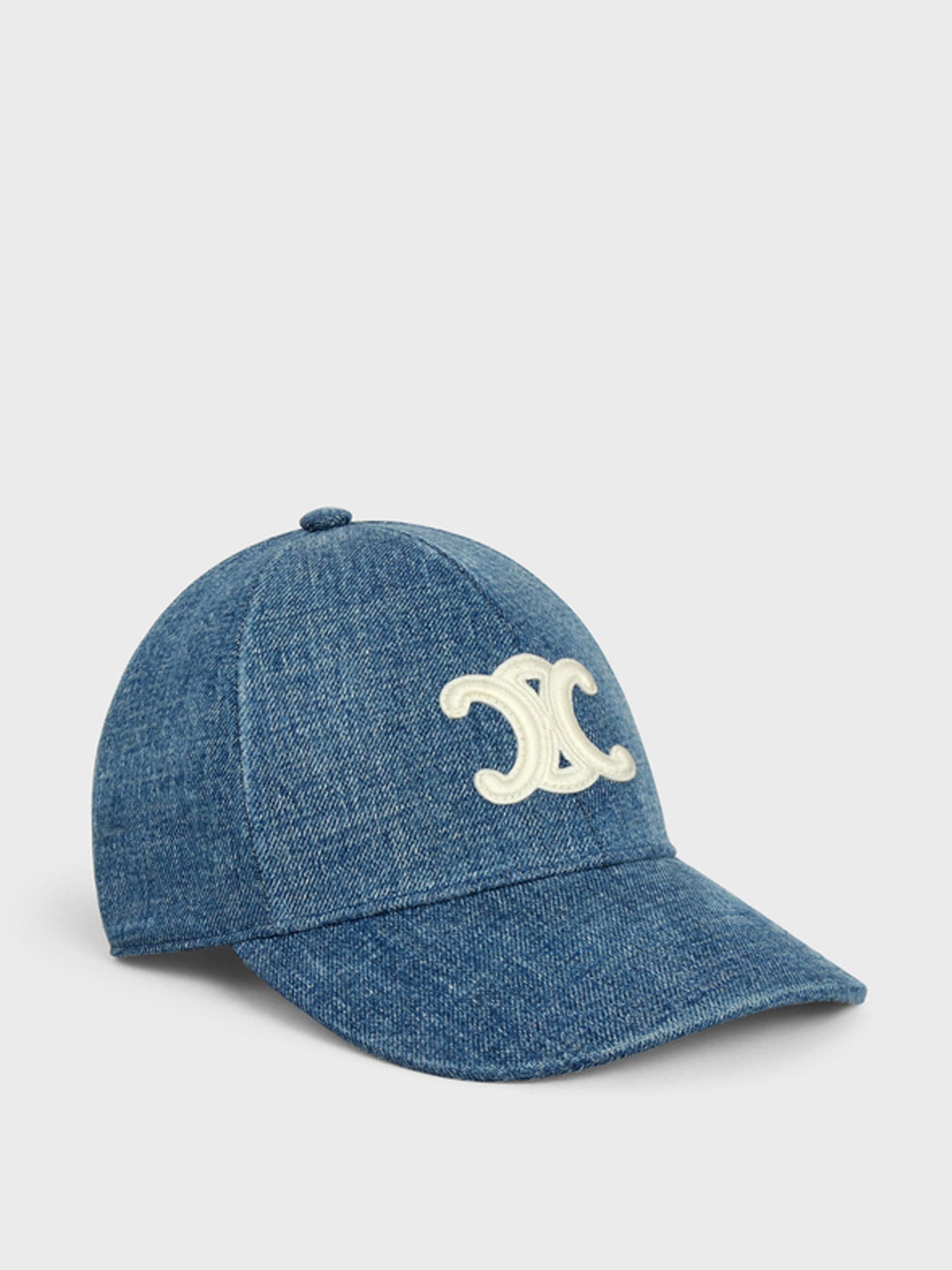 Blue denim Triomphe-patch cap