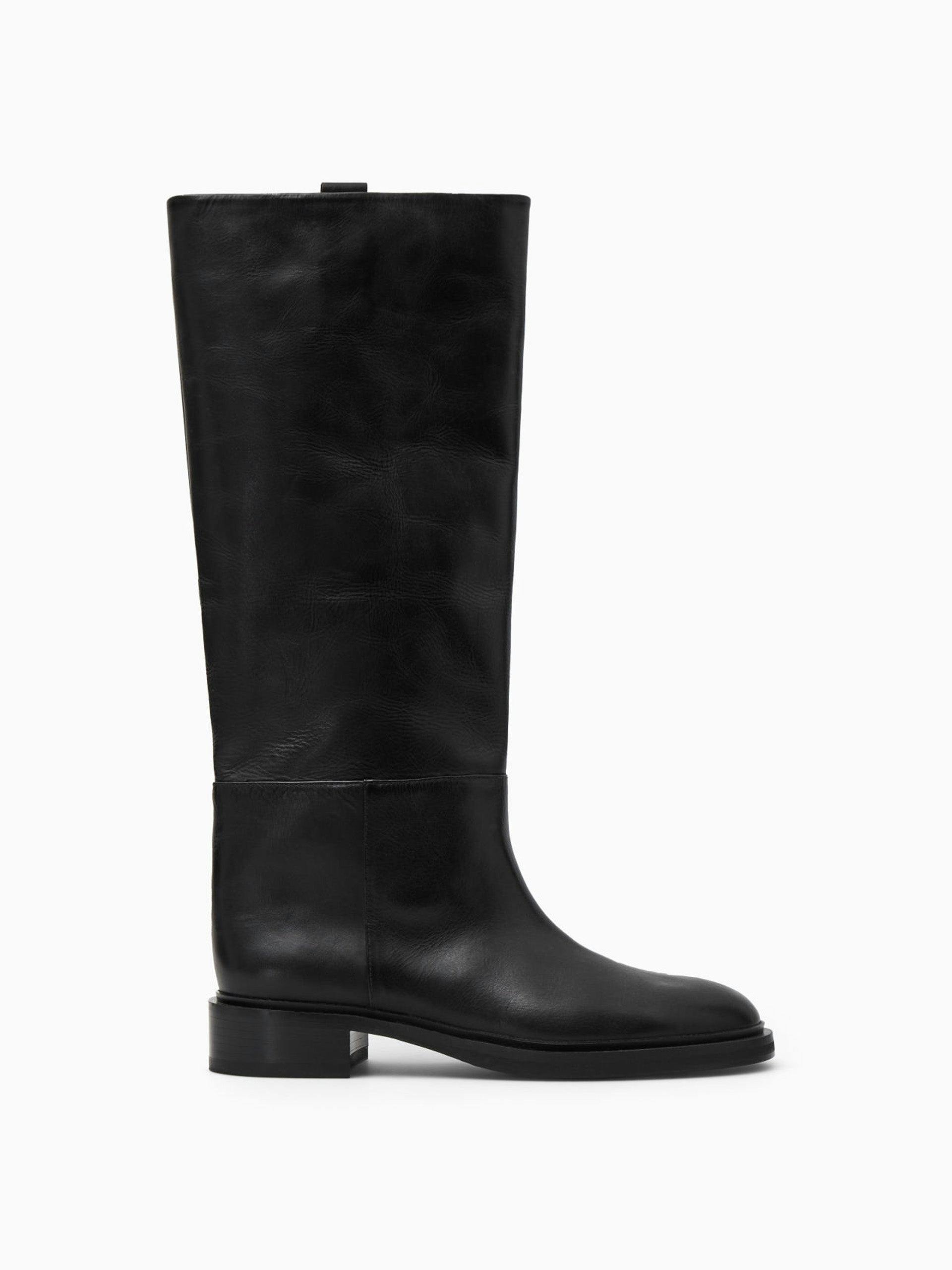 Black leather riding boots