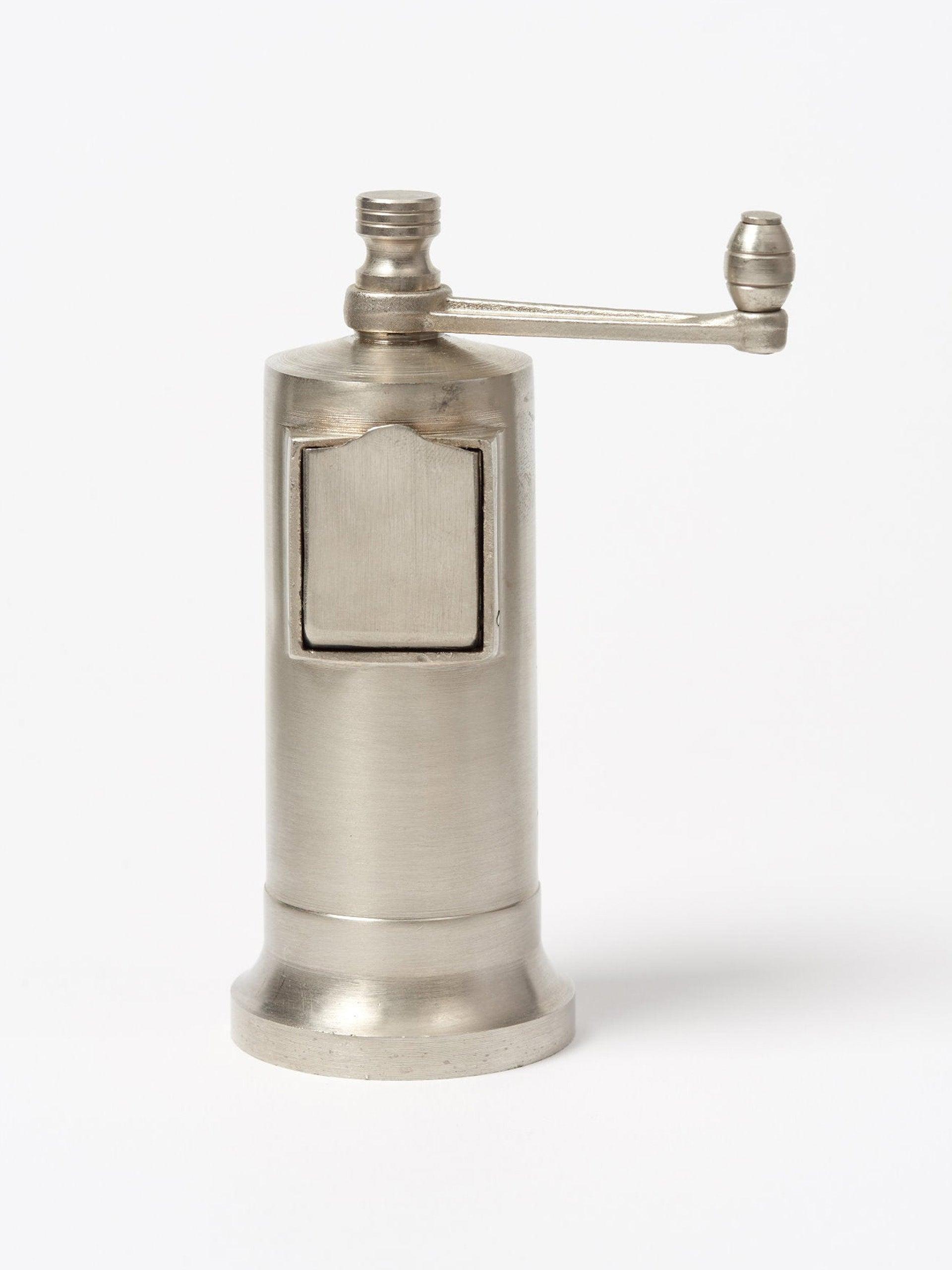 Brushed nickel pepper mill