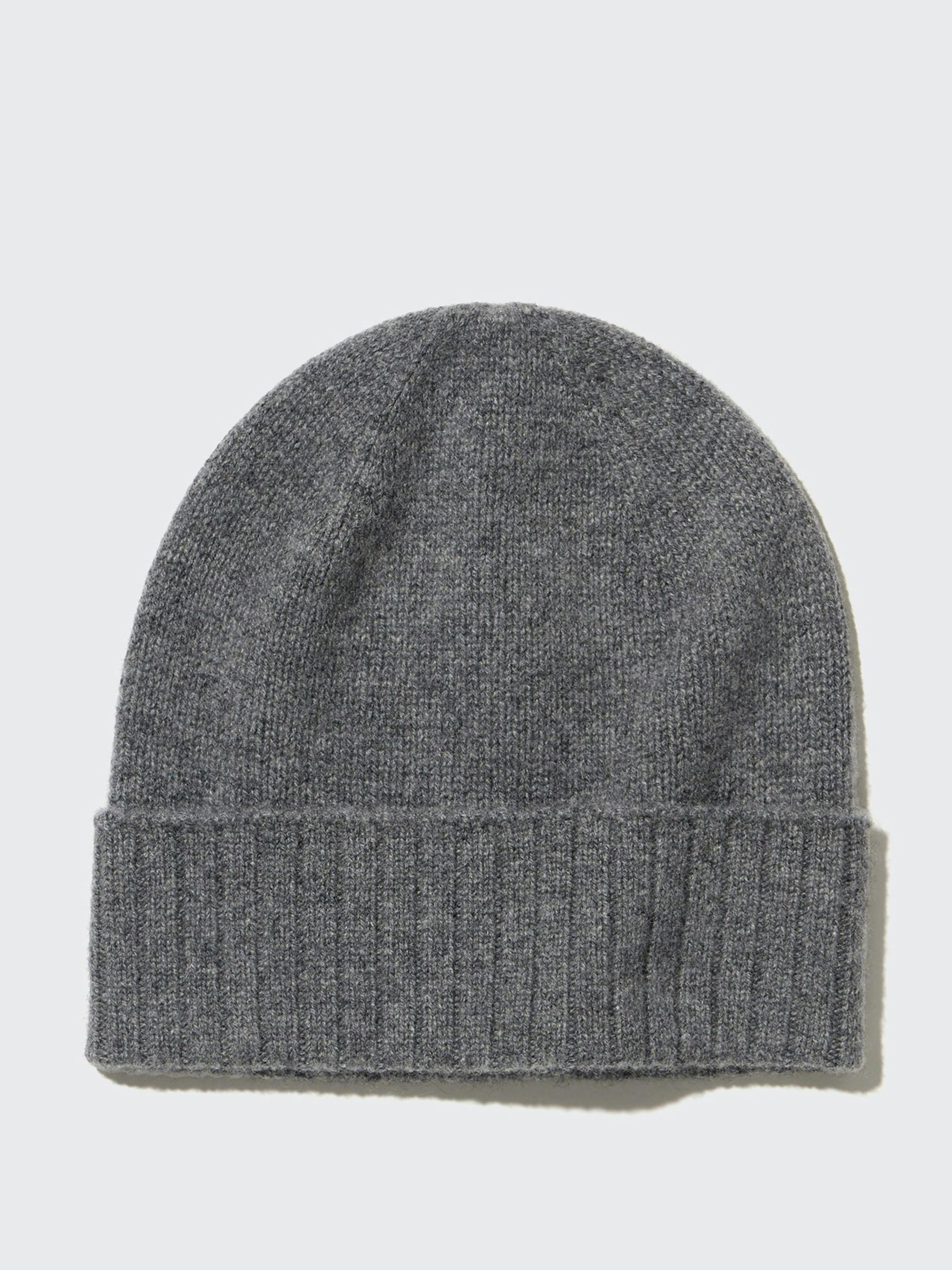 Grey cashmere knitted beanie