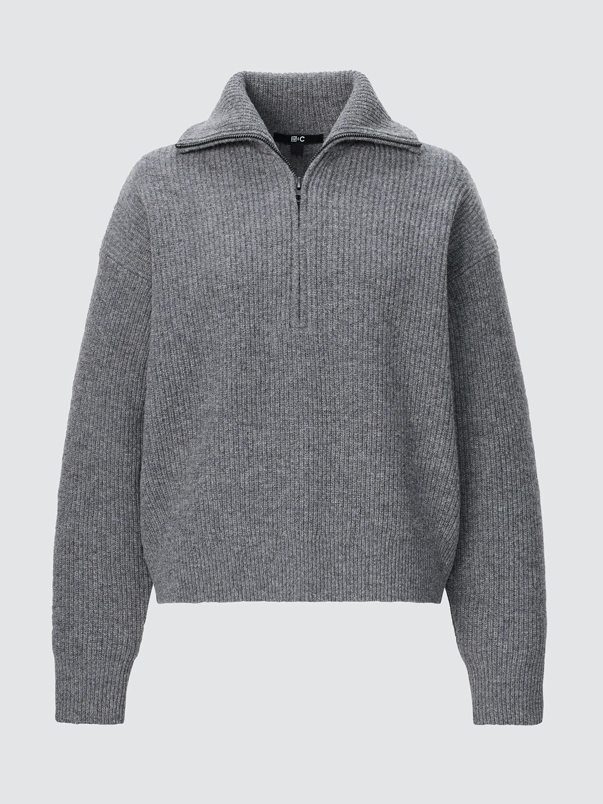 Premium lambswool half-zipped grey jumper