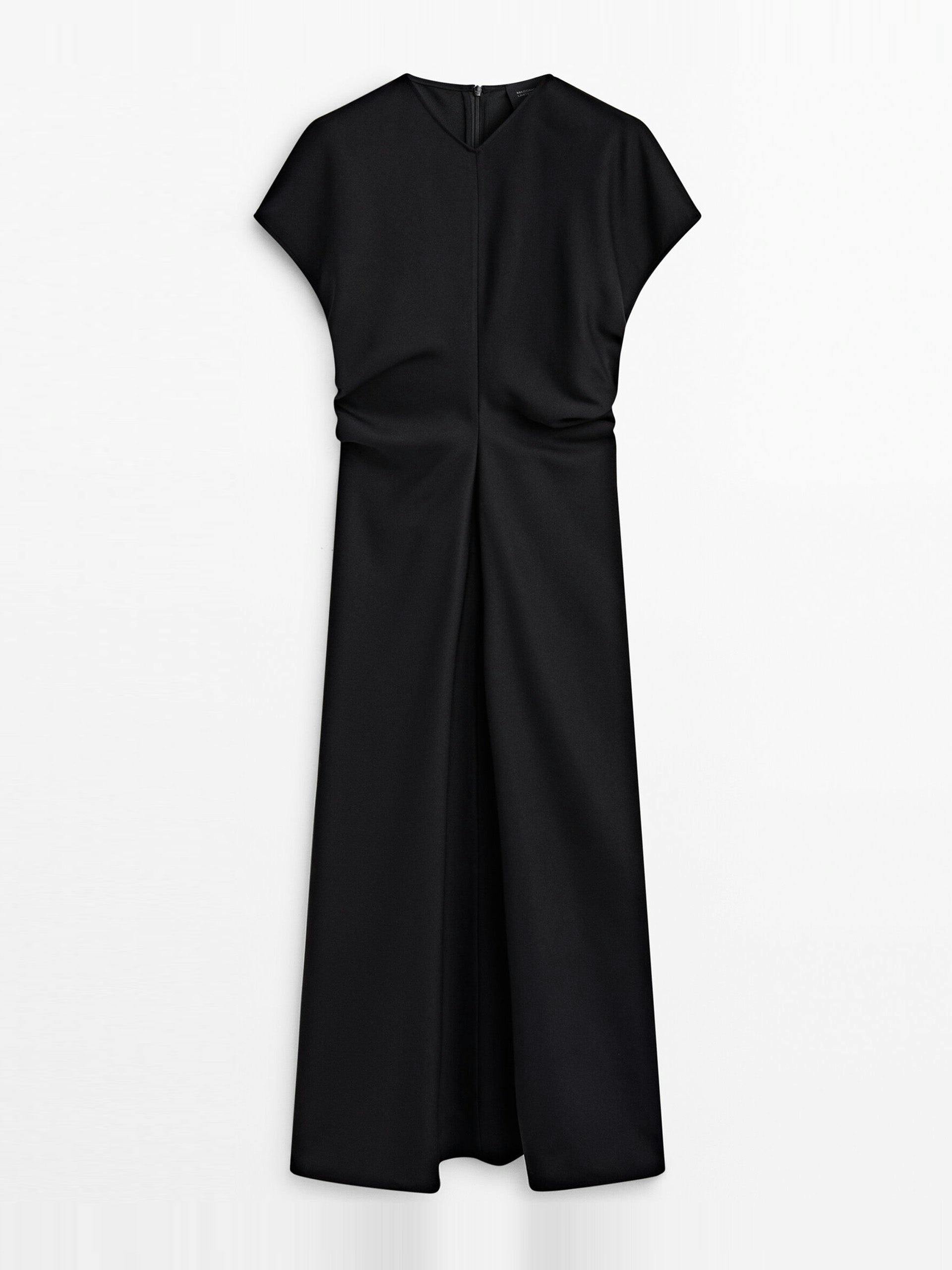 Long black v-neck dress