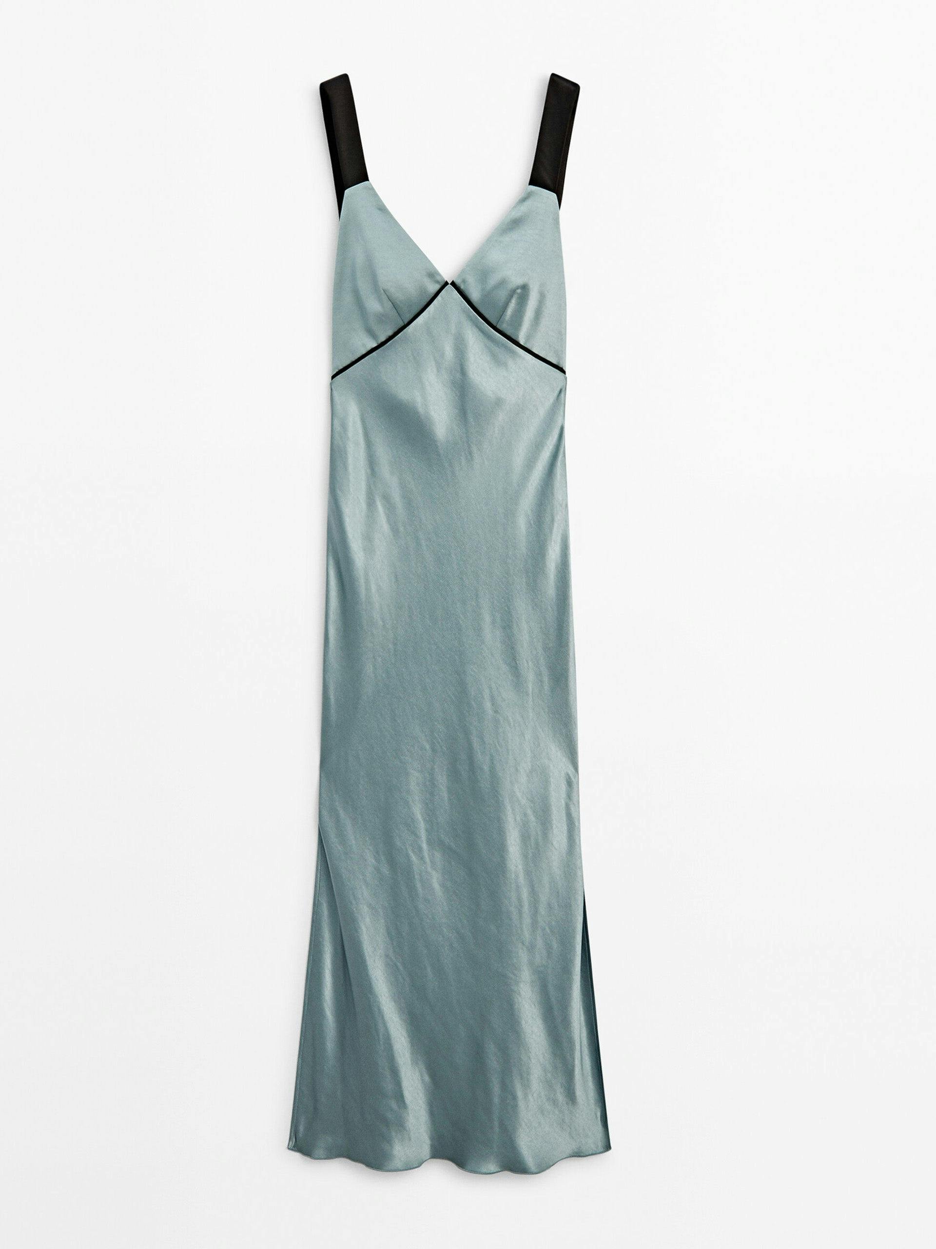 Satin dress with contrast details