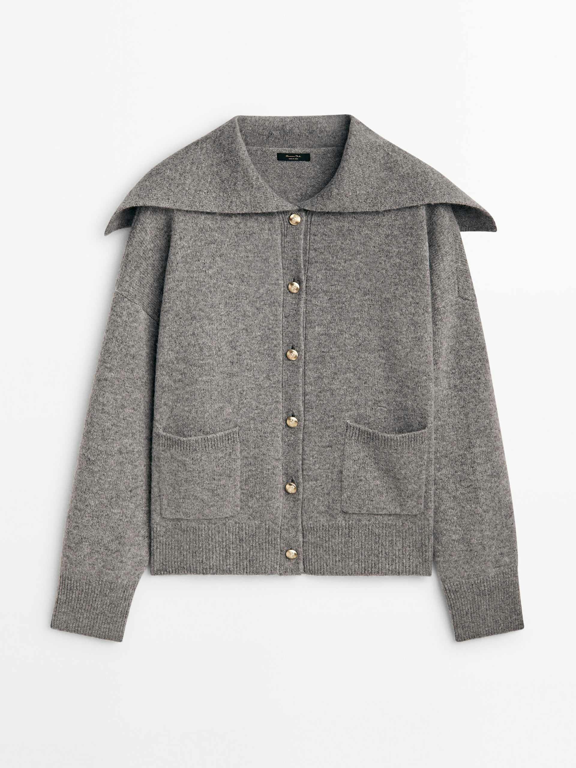 Wool and cashmere blend grey cardigan