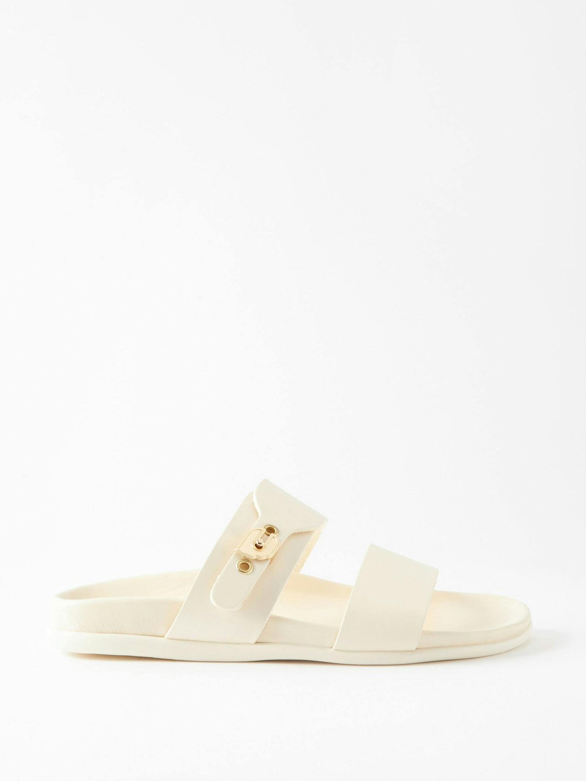 Ivory buckled leather sandals