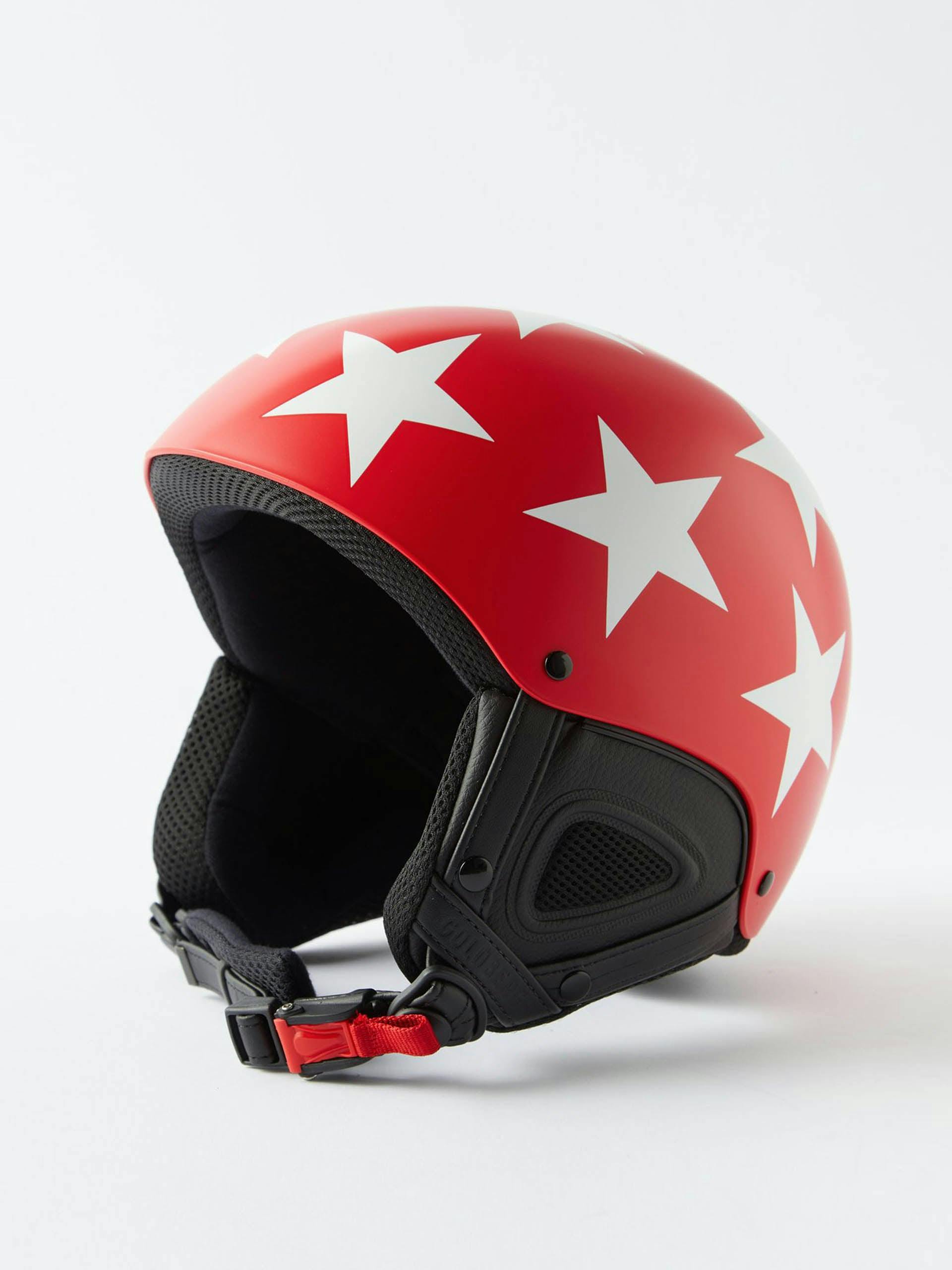 Red star-print ski helmet