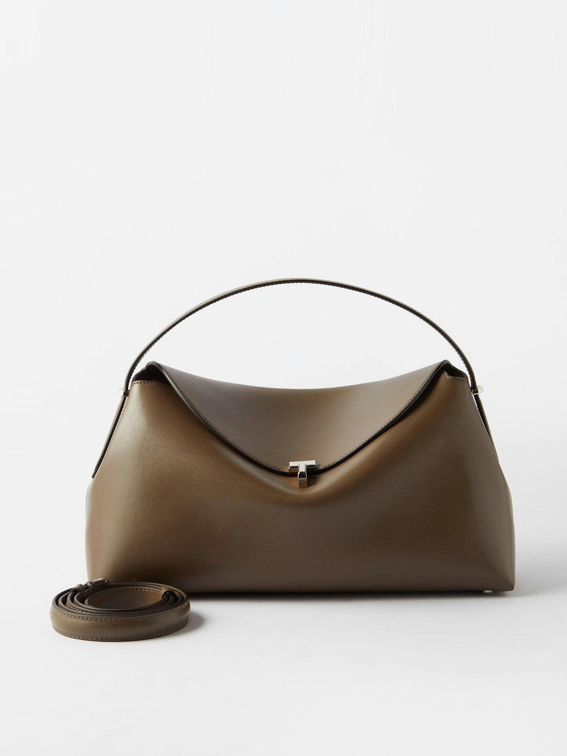 T-Lock large grained-leather cross-body bag