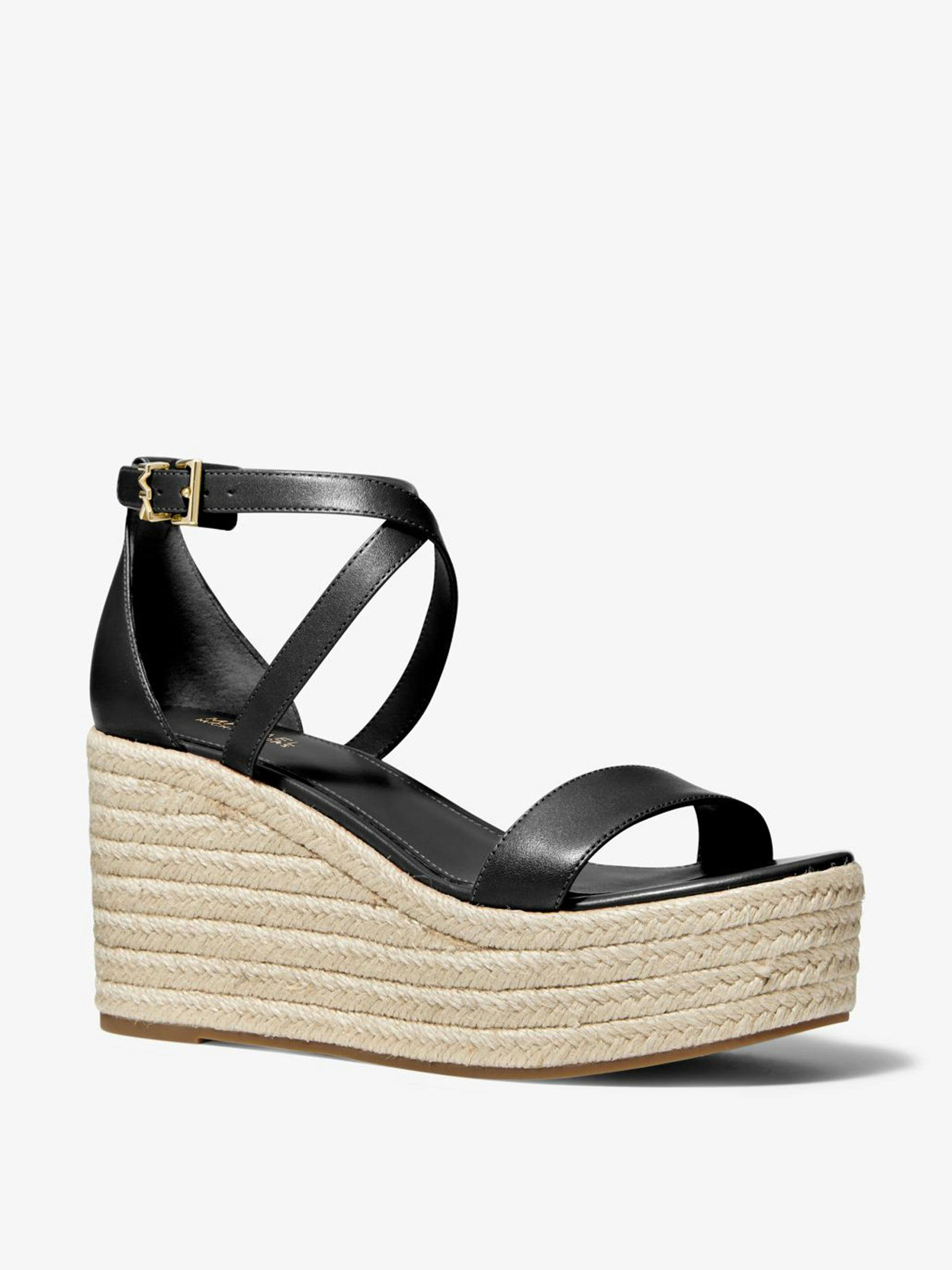 Leather wedge sandals