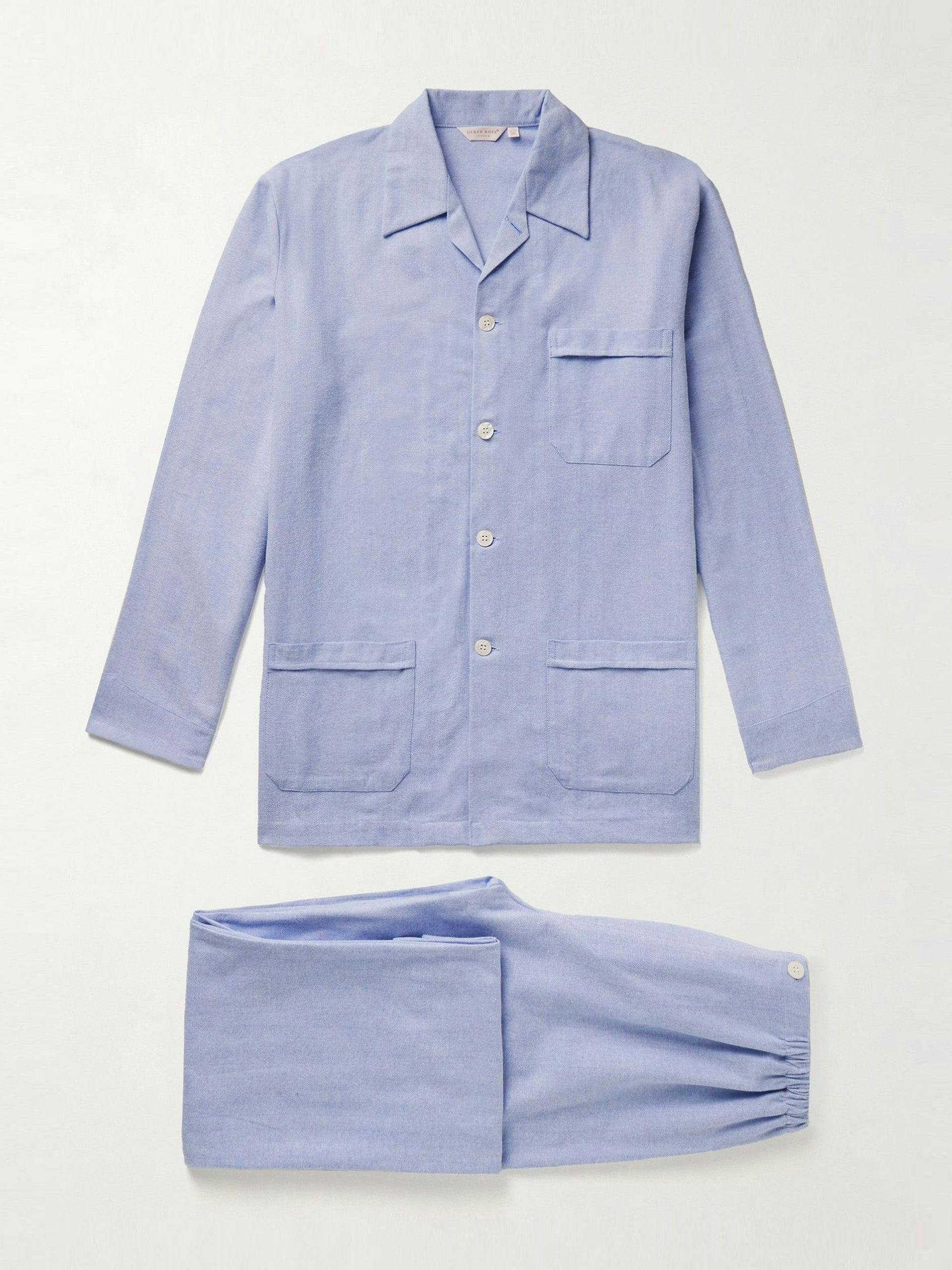 Arran 24 herringbone brushed-cotton pyjama set