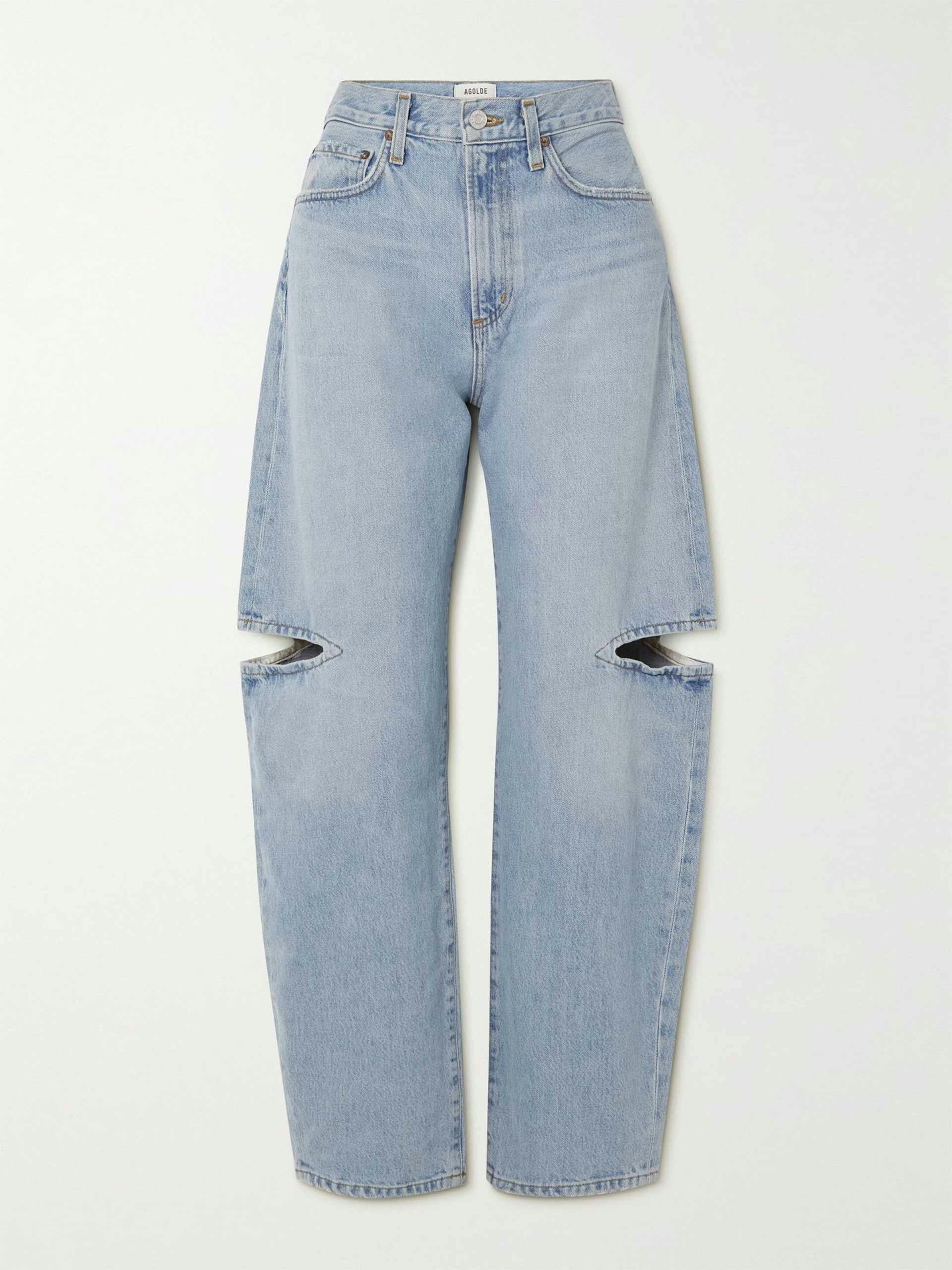 Sanna Slice cutout high-rise tapered organic jeans