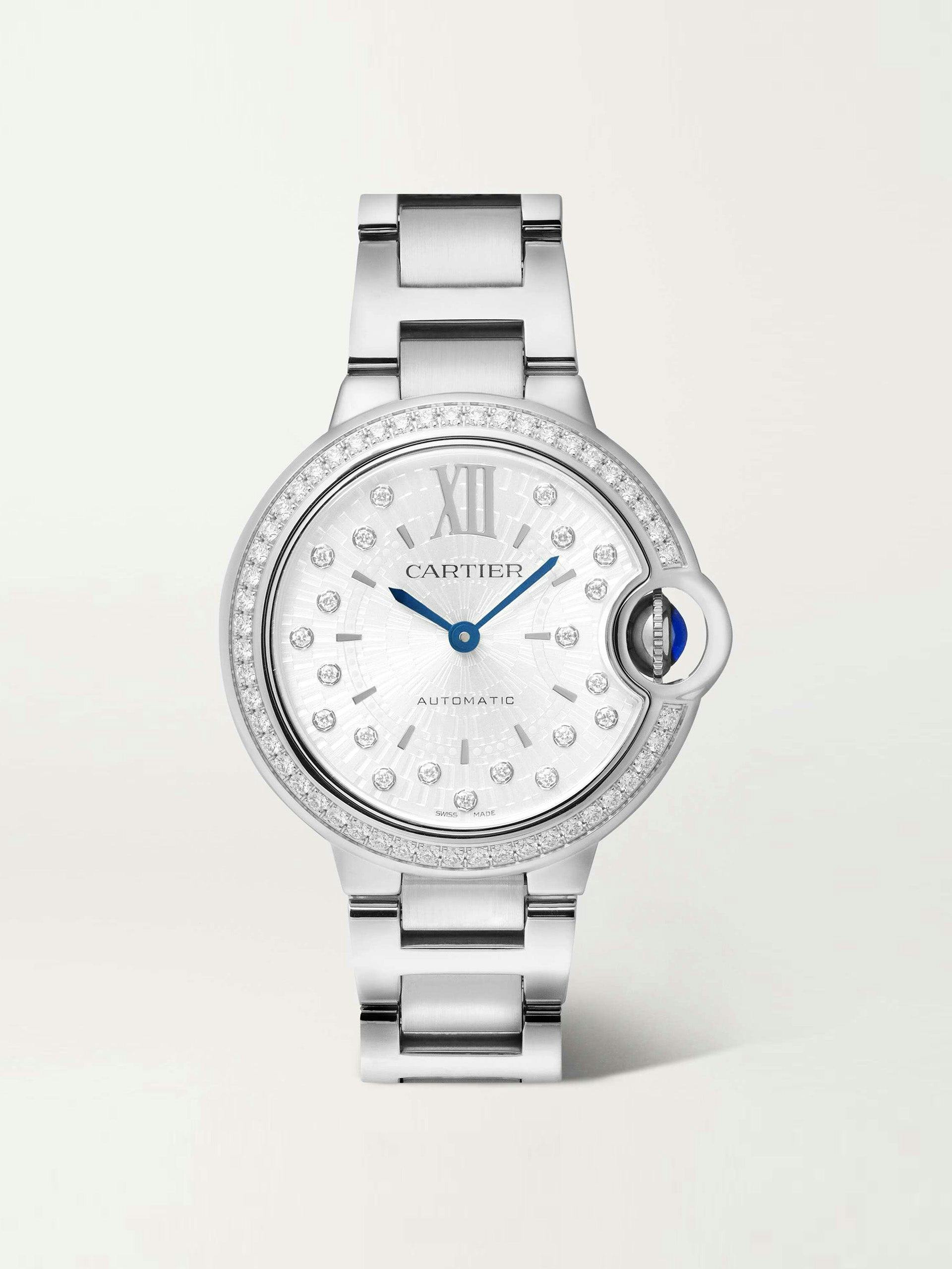 Ballon Bleu stainless steel and diamond watch
