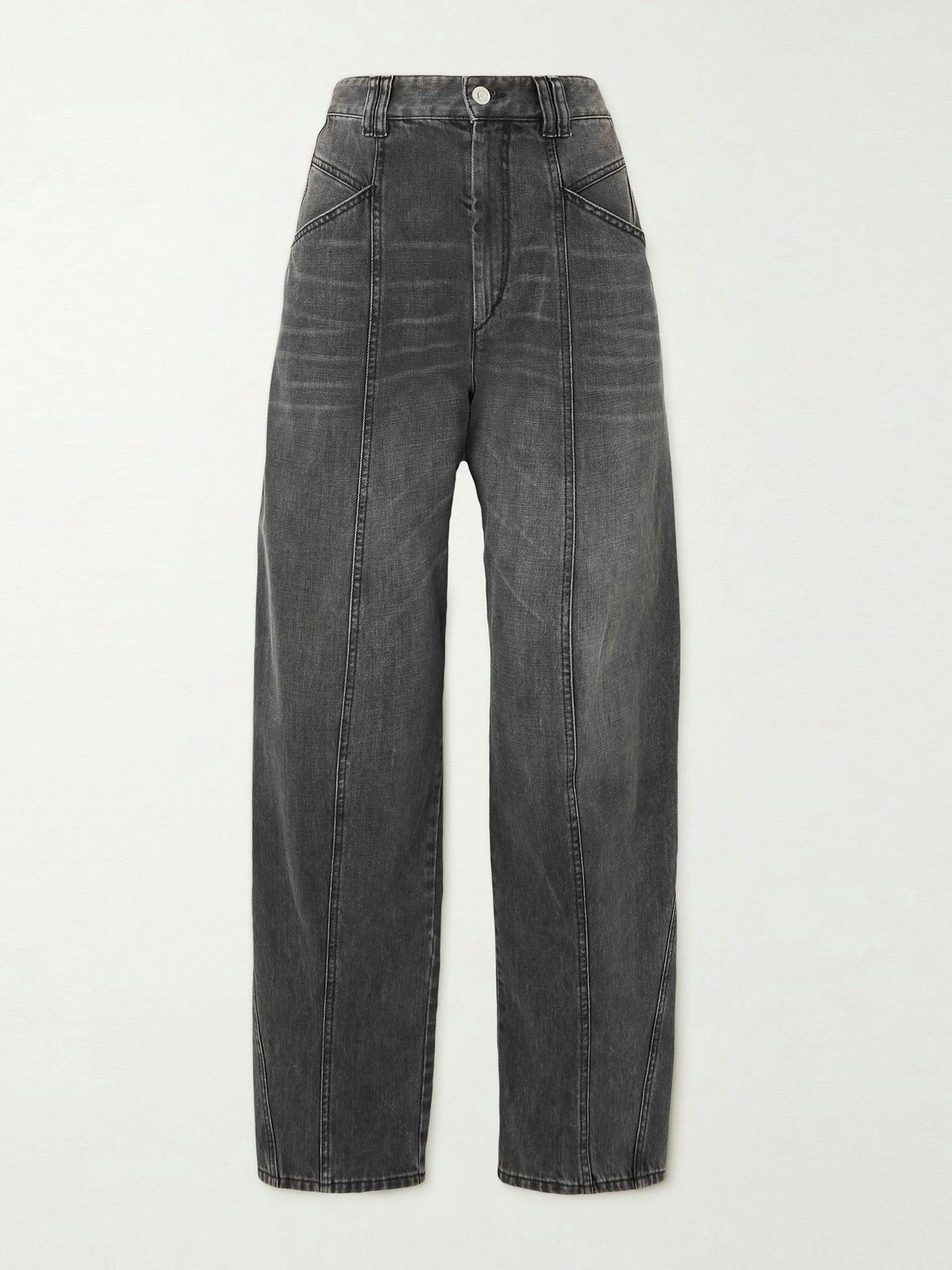 Black high-rise tapered jeans