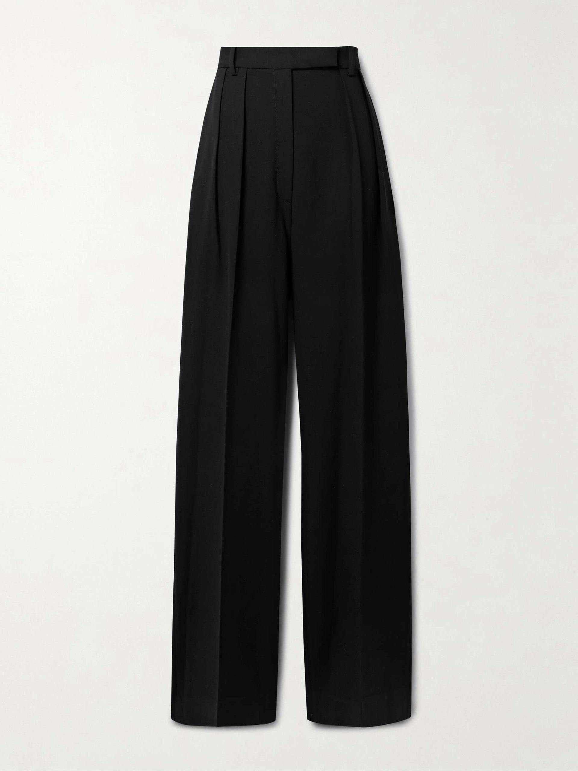 Cessie pleated woven wide-leg pants