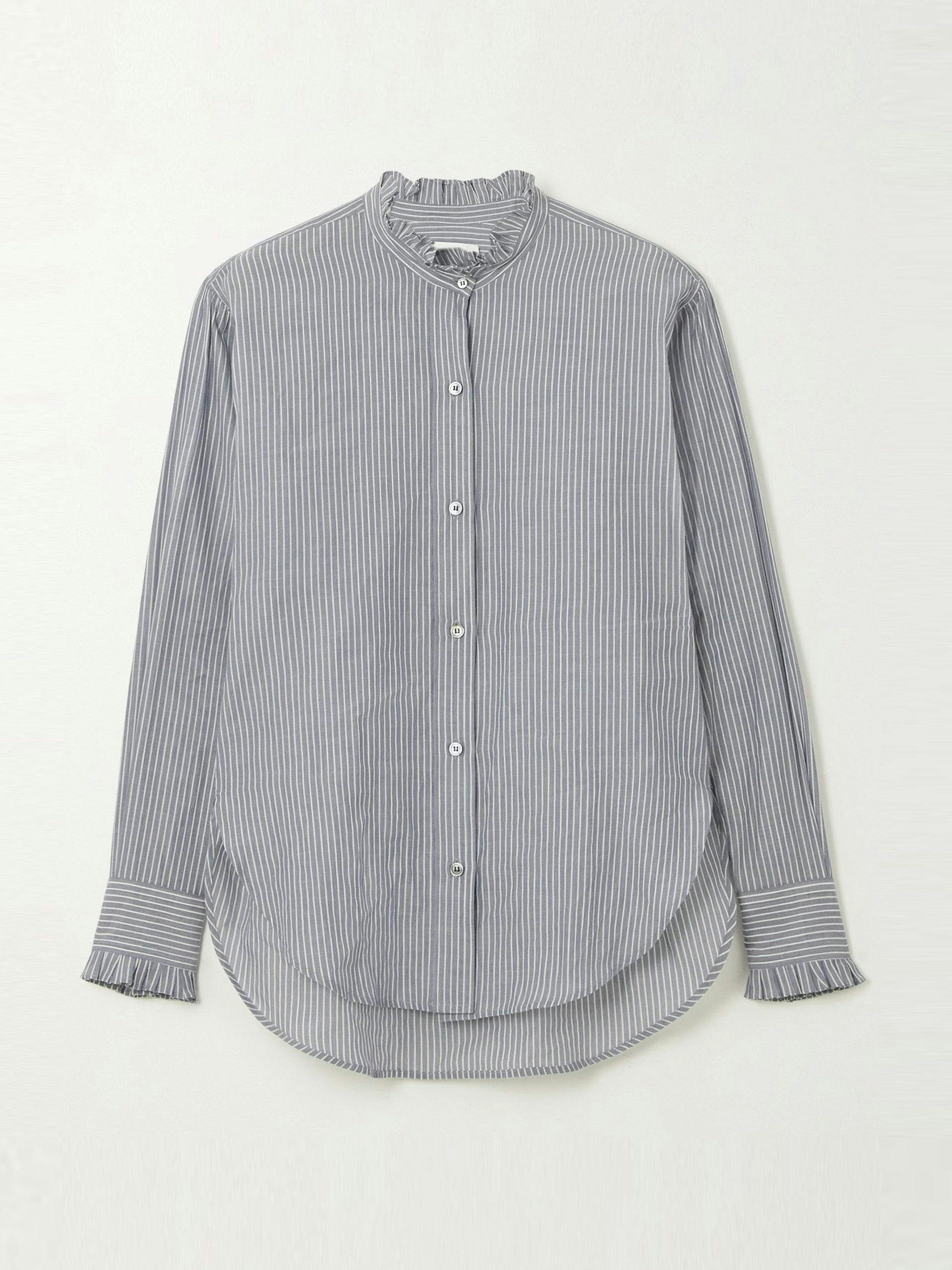 Saoli ruffled striped cotton-poplin shirt