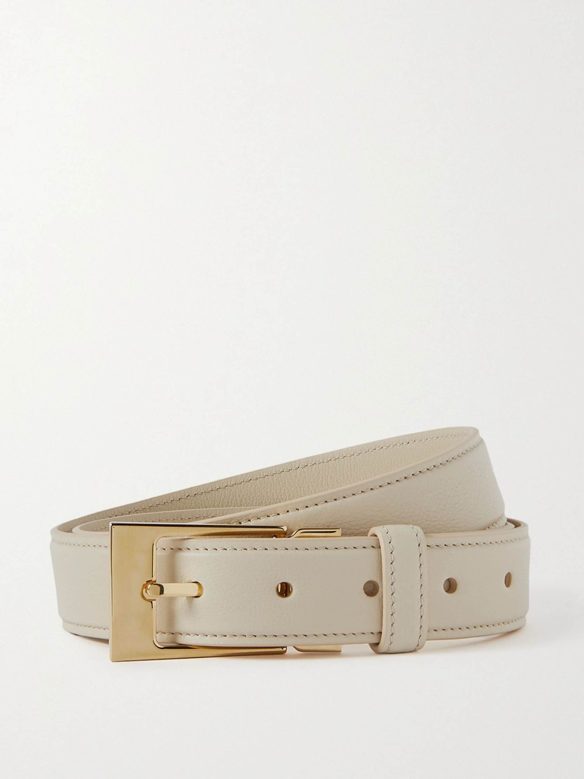 Cream leather belt