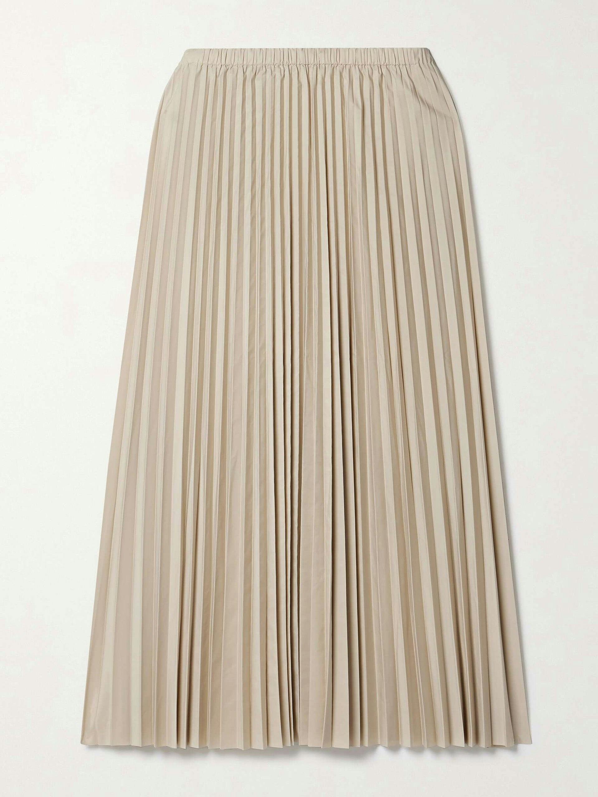Pleated shell midi skirt
