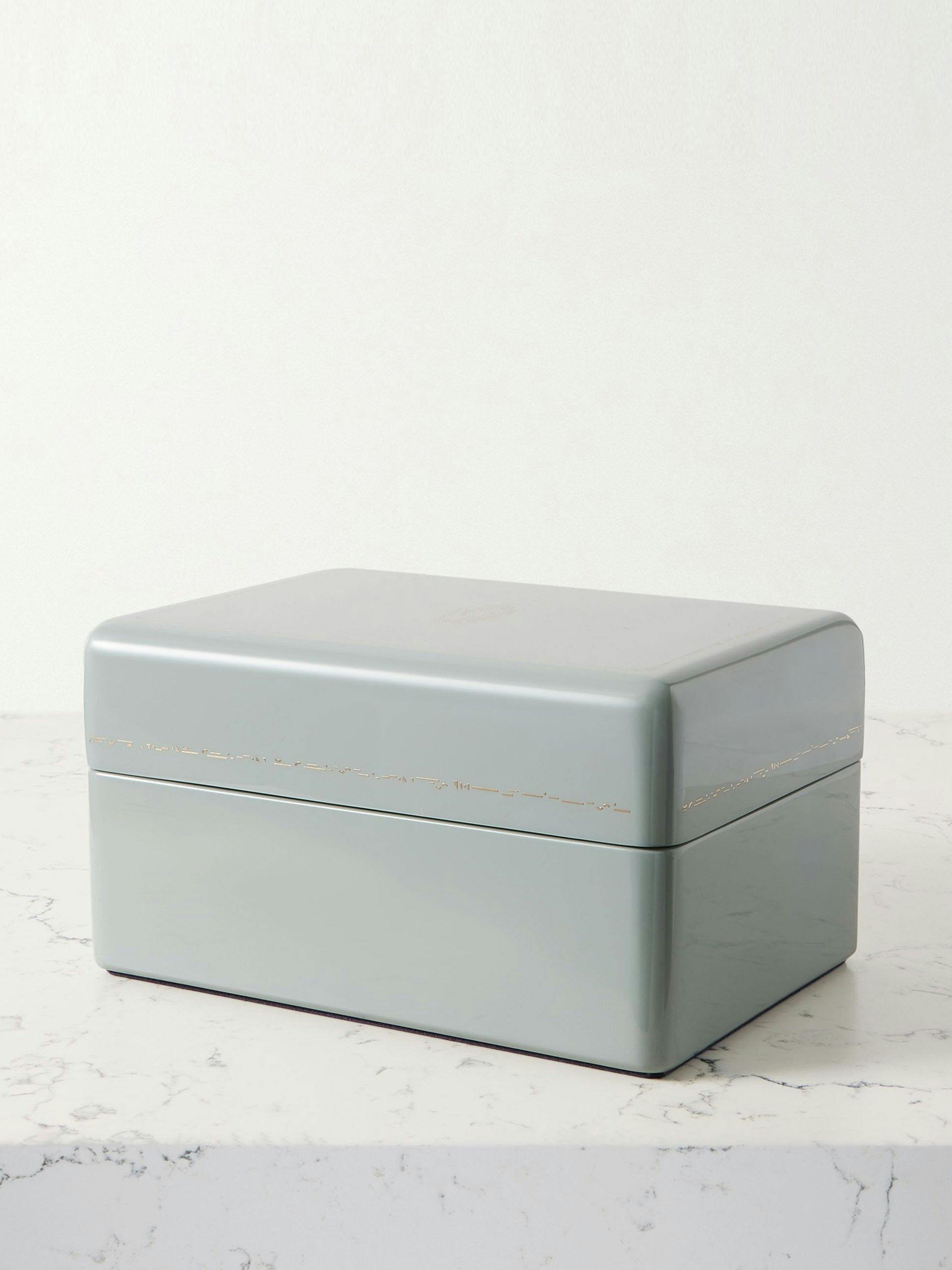 Lacquered wood and faux suede Trunk jewellery box