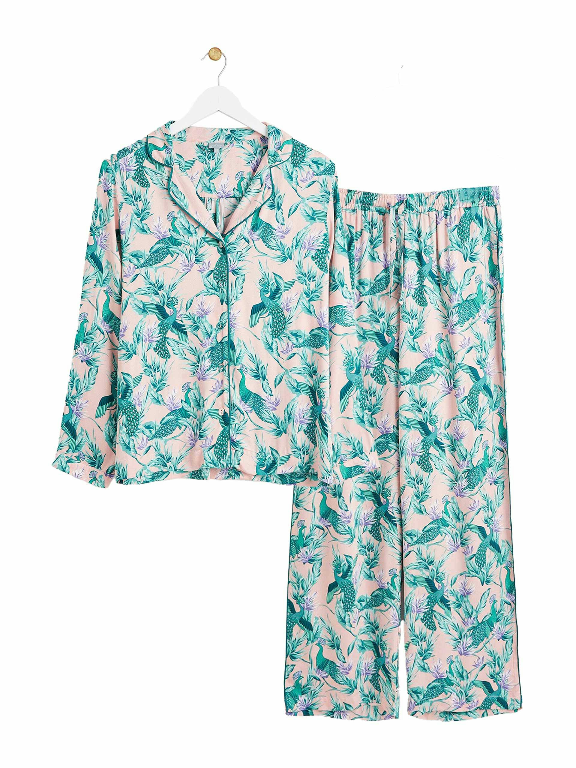 Peacock pink shirt & trousers pyjama set