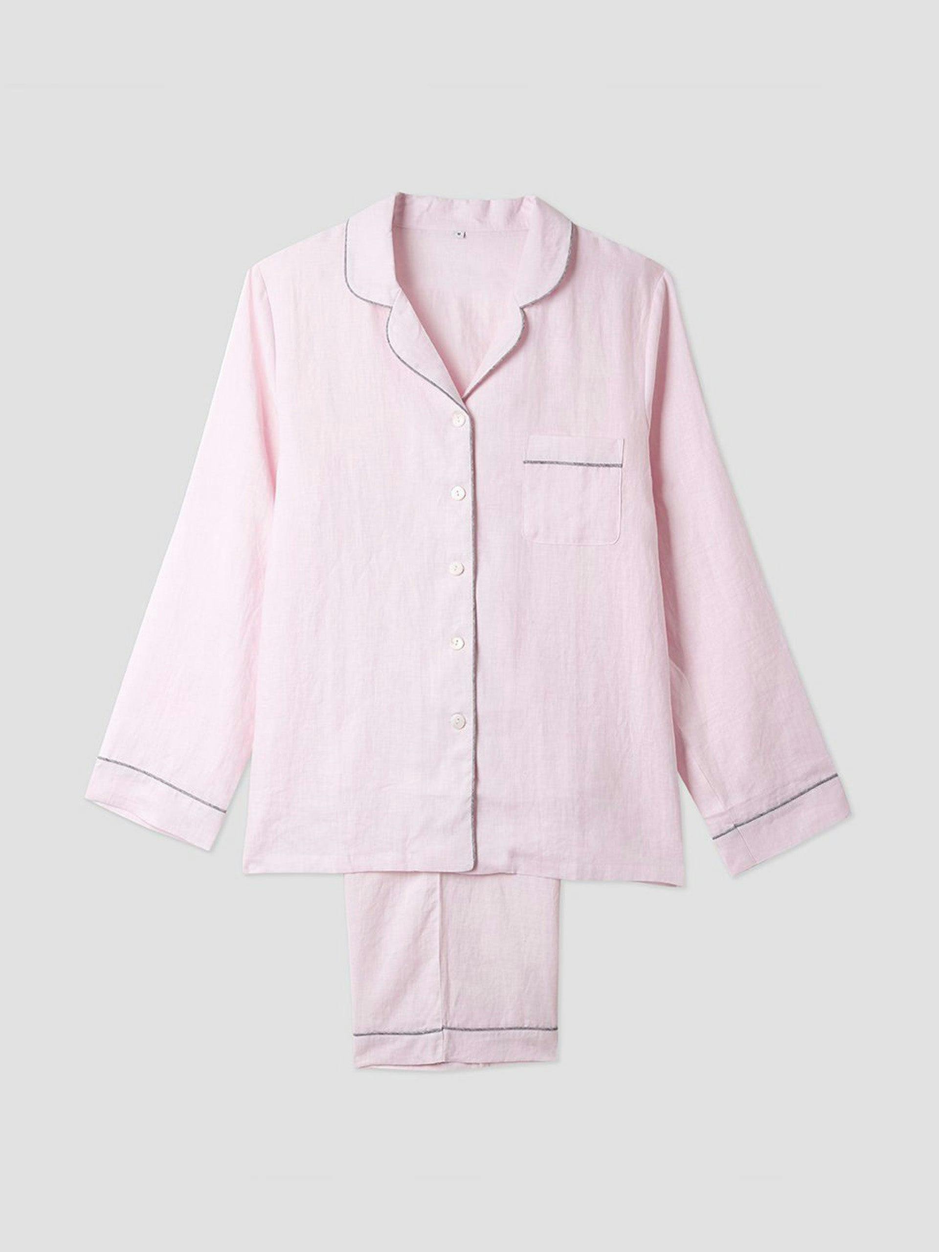 Blush pink linen pyjama trouser set