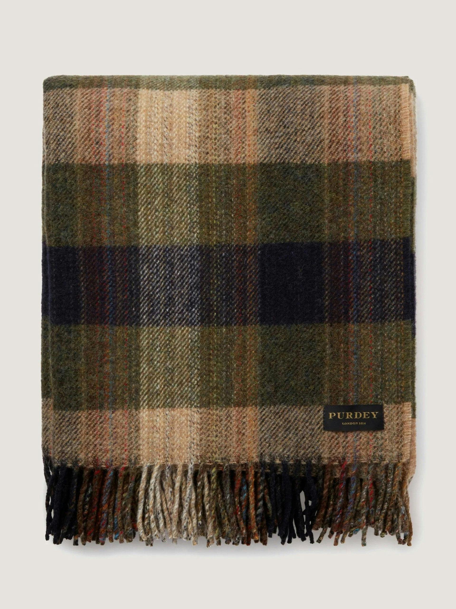Recycled check blanket in navy