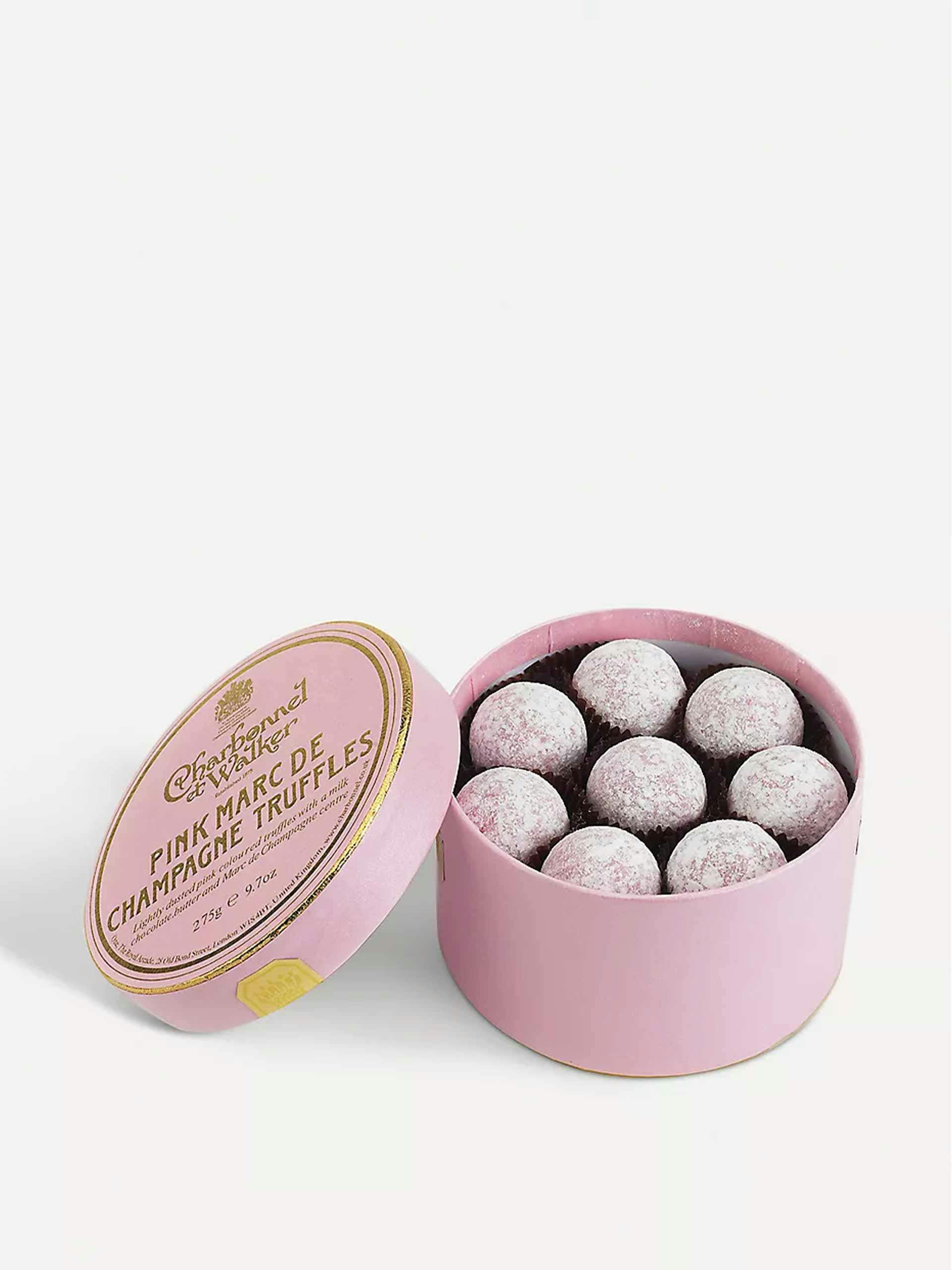 Pink Marc de Champagne milk chocolate truffles
