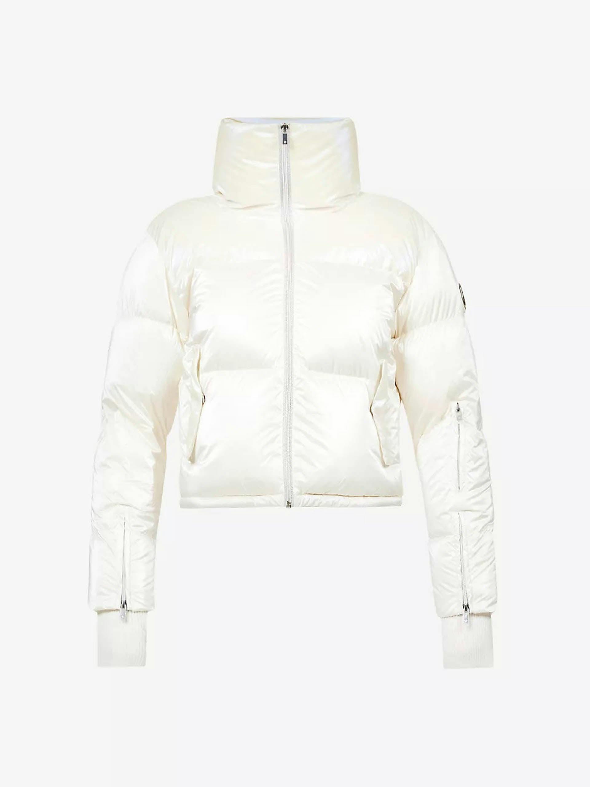 White cropped shell puffer jacket