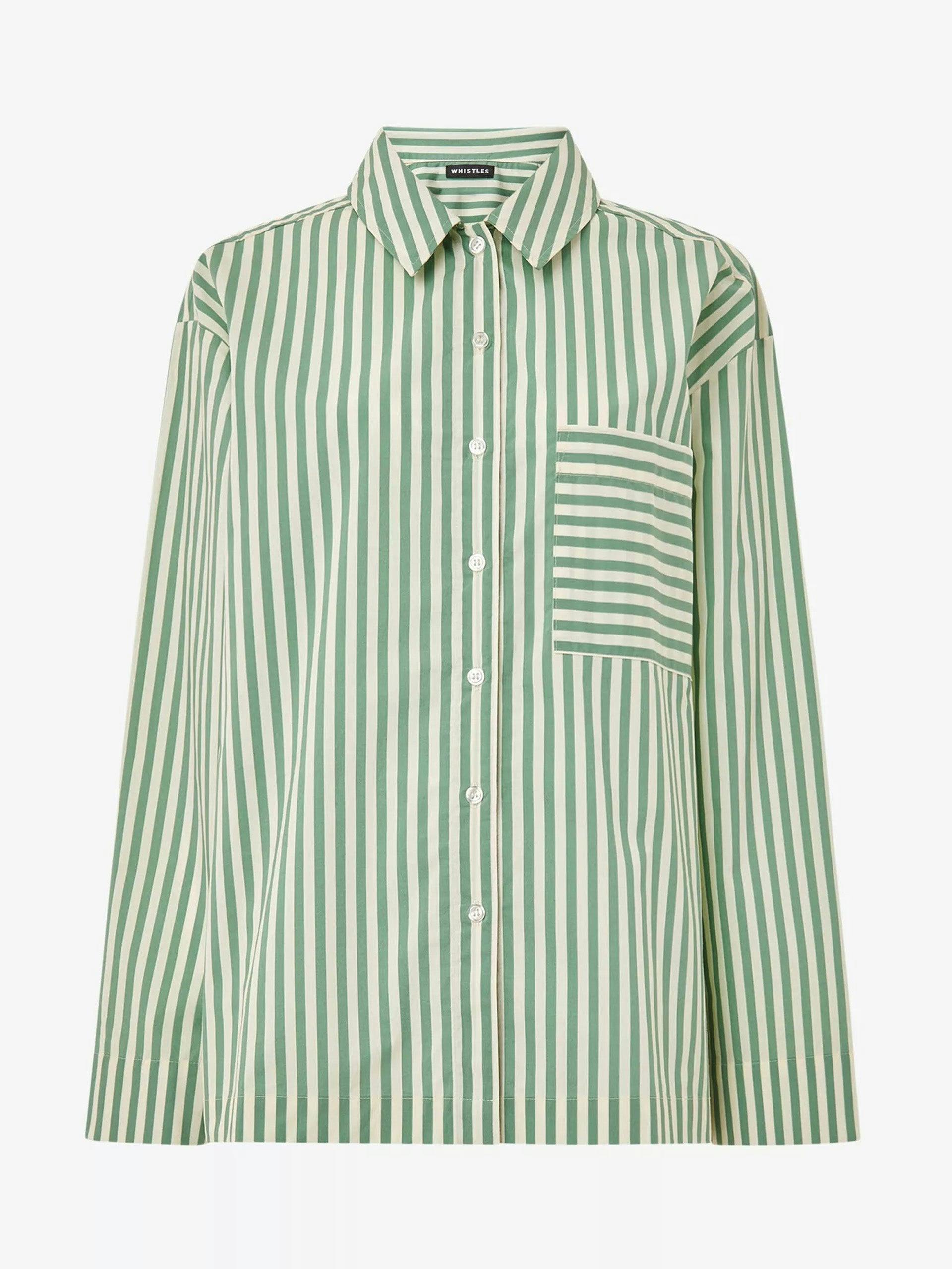 Stripe-print relaxed-fit cotton pyjama shirt