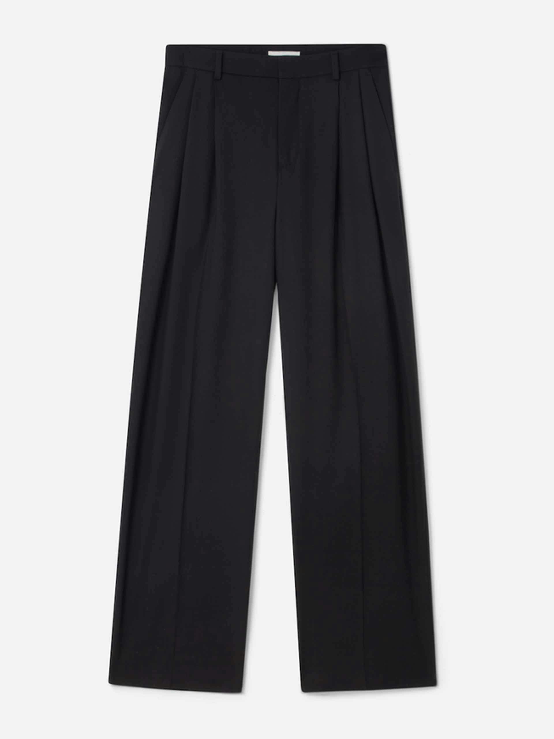 Relaxed-fit pleated black trousers