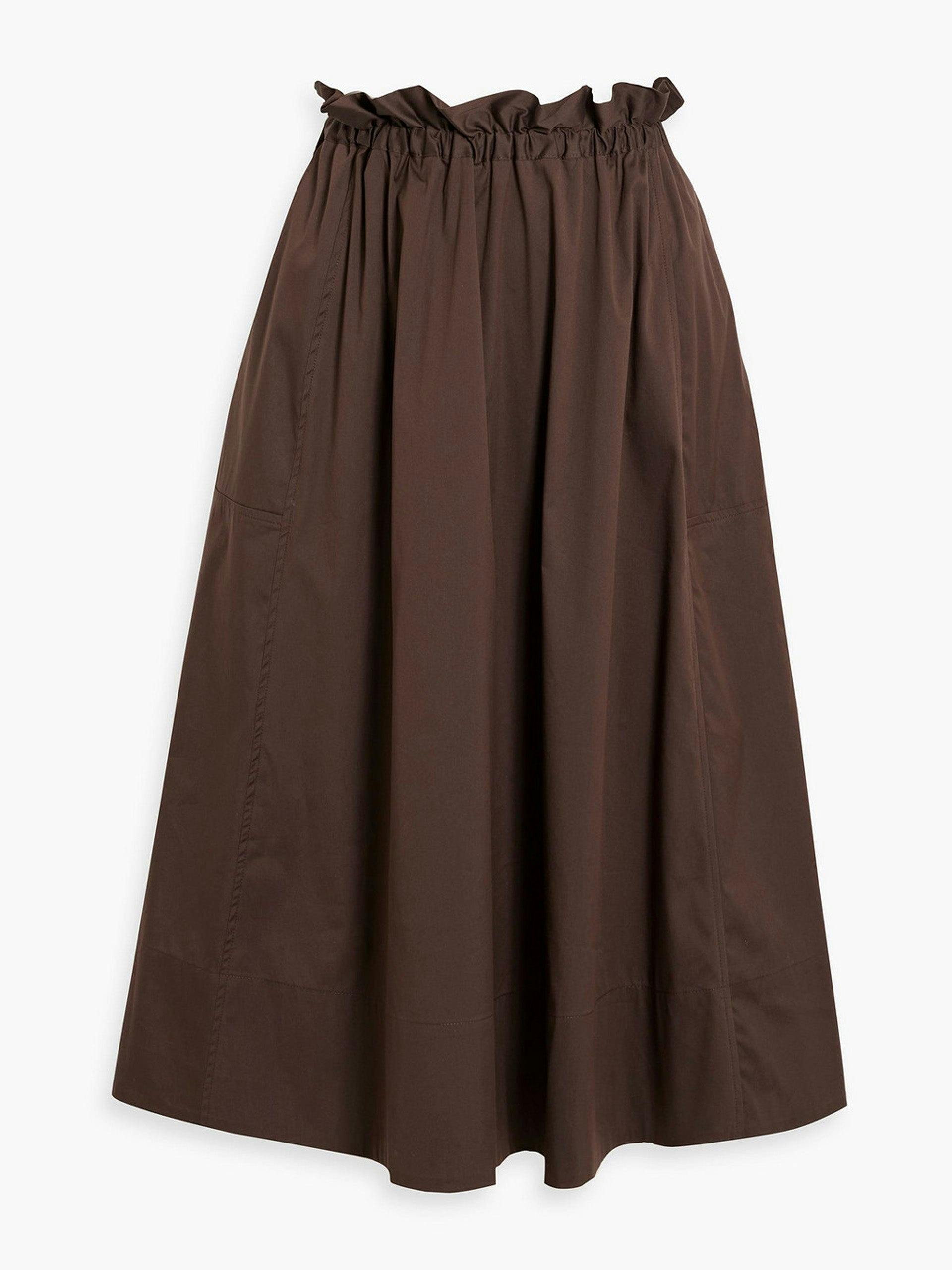 Livia ruffled cotton-blend poplin midi skirt