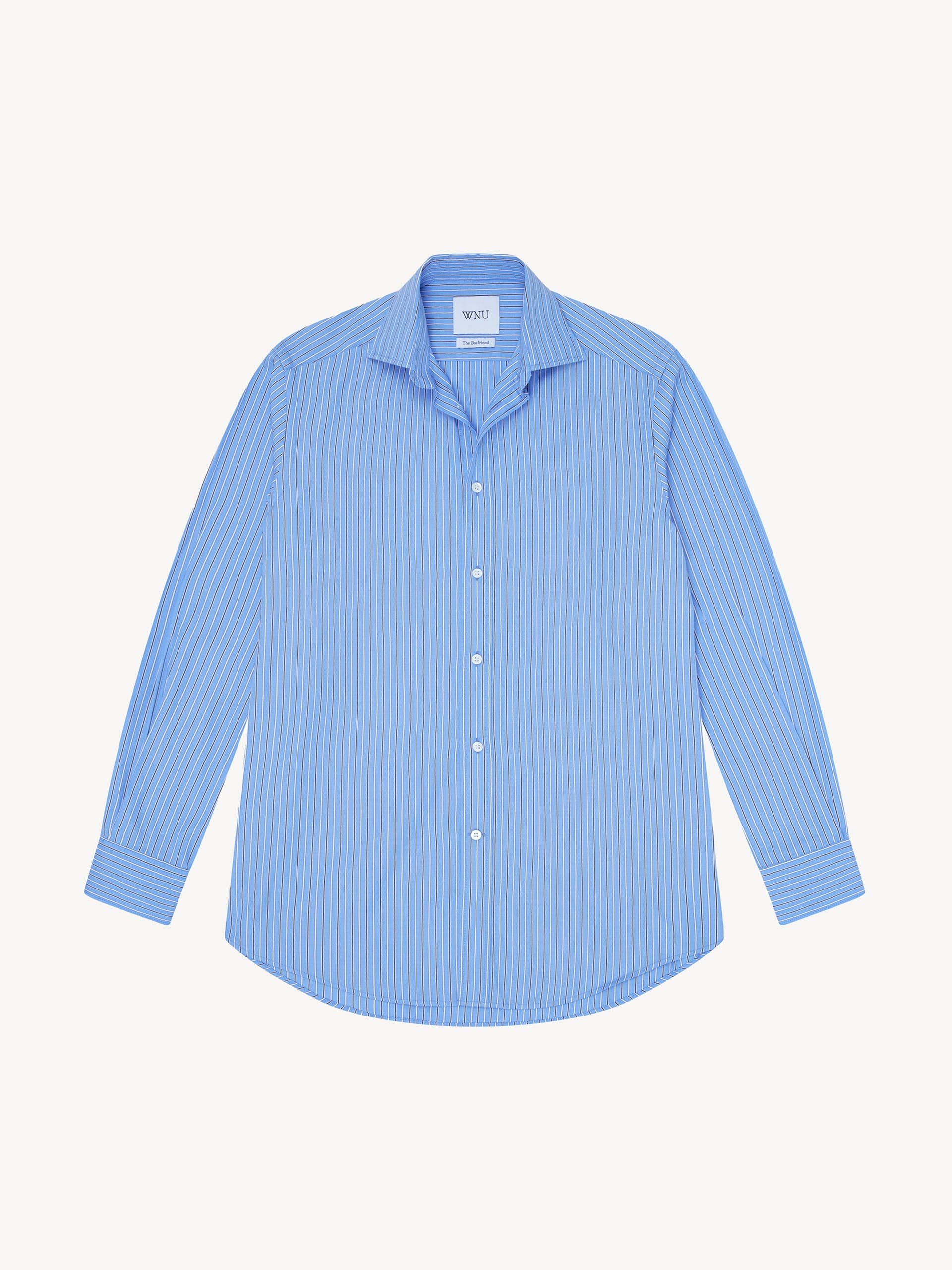 Blue tri-stripe fine poplin Boyfriend shirt