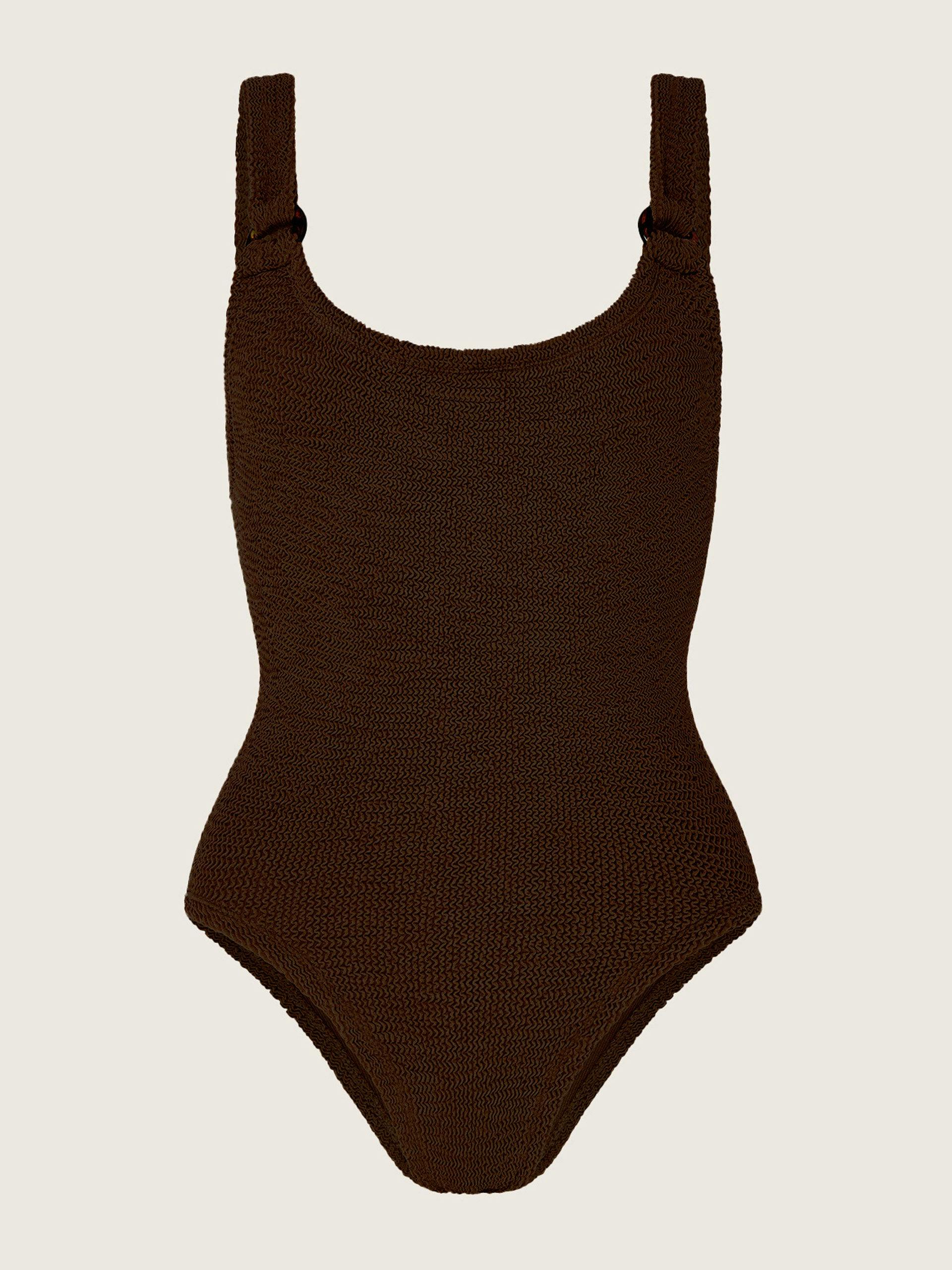 Metallic chocolate Domino scoop swimsuit