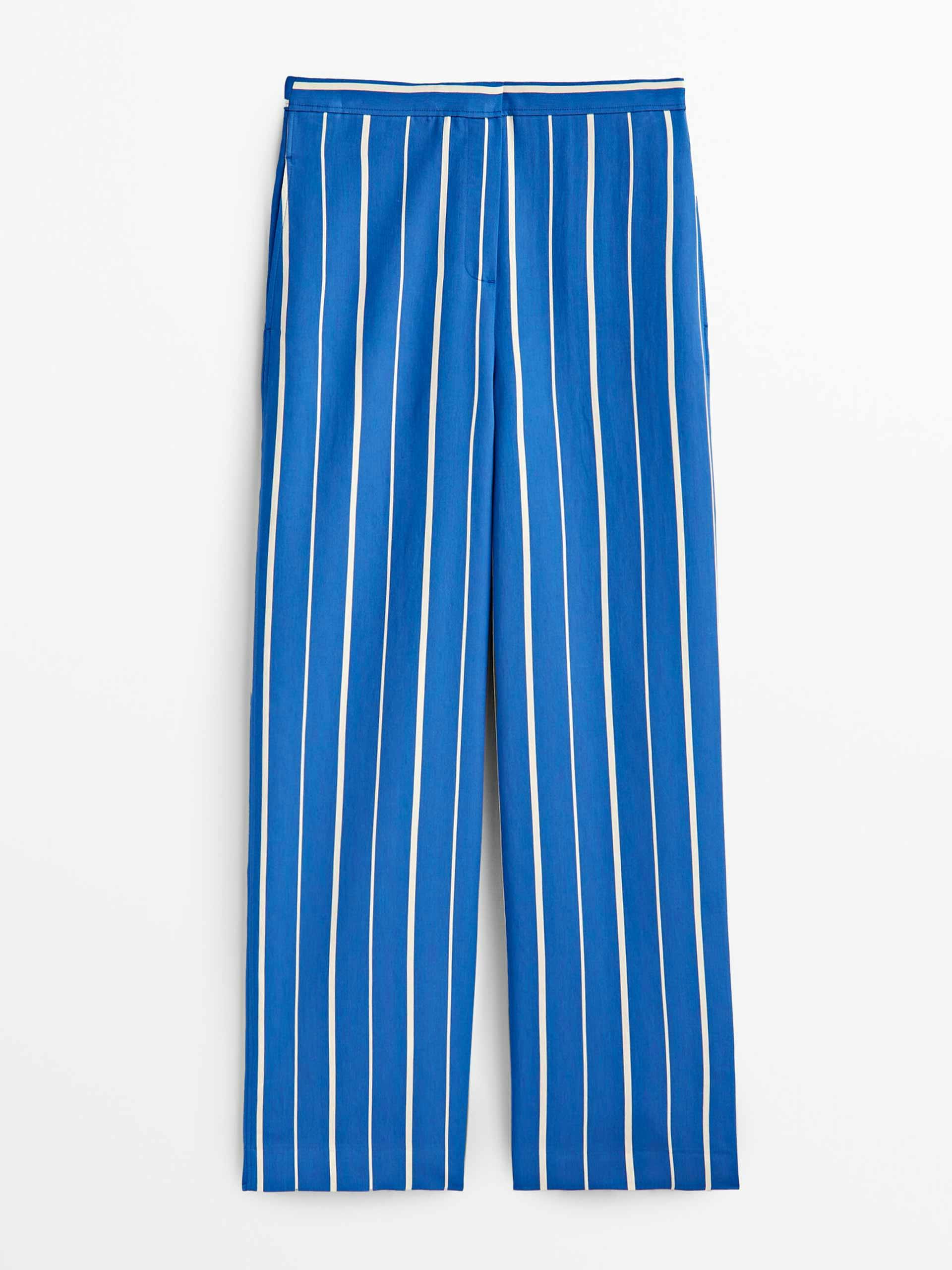 Blue striped trousers