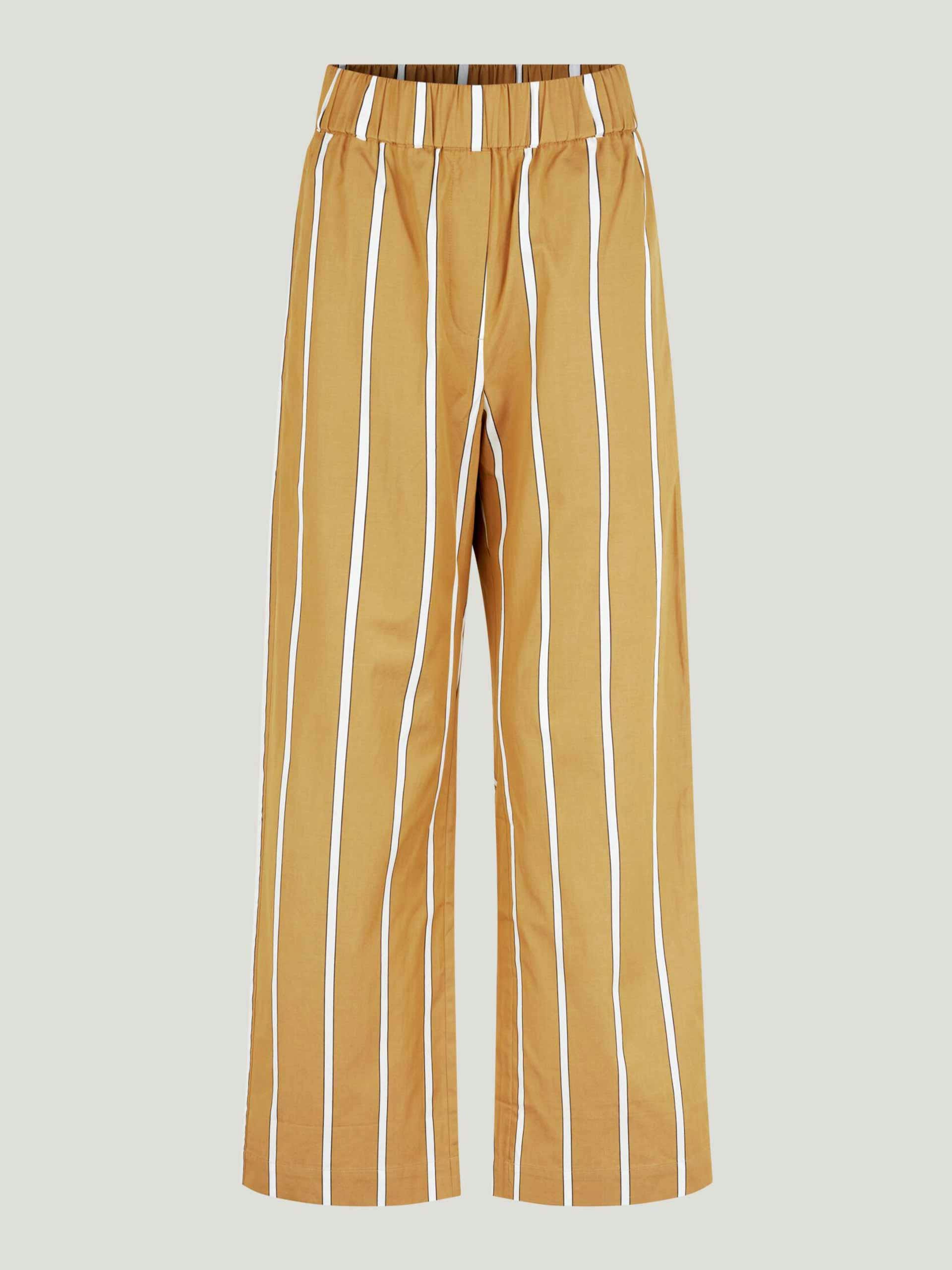 Loose camel stripe cotton trousers