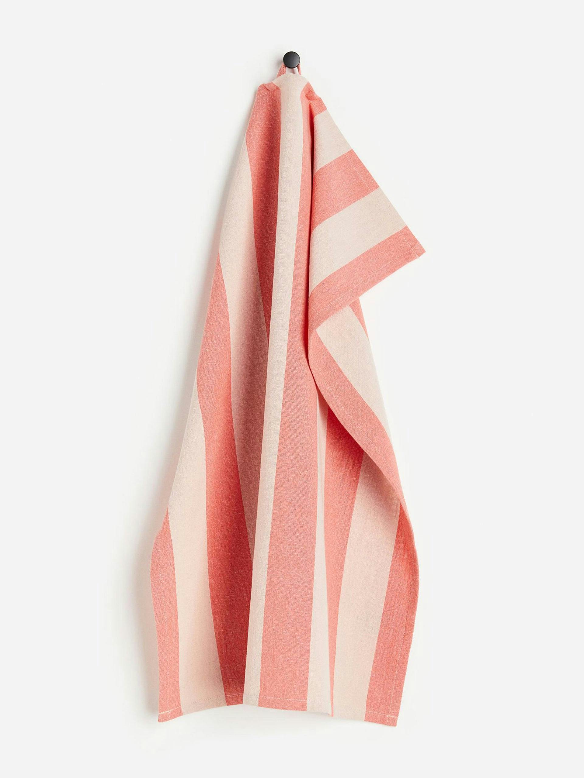 Striped linen-blend tea towel