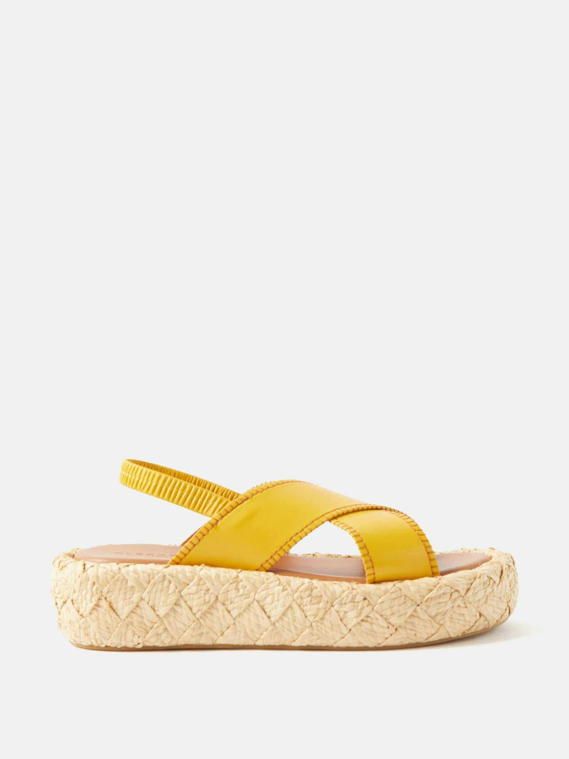 Yellow leather flatform sandals