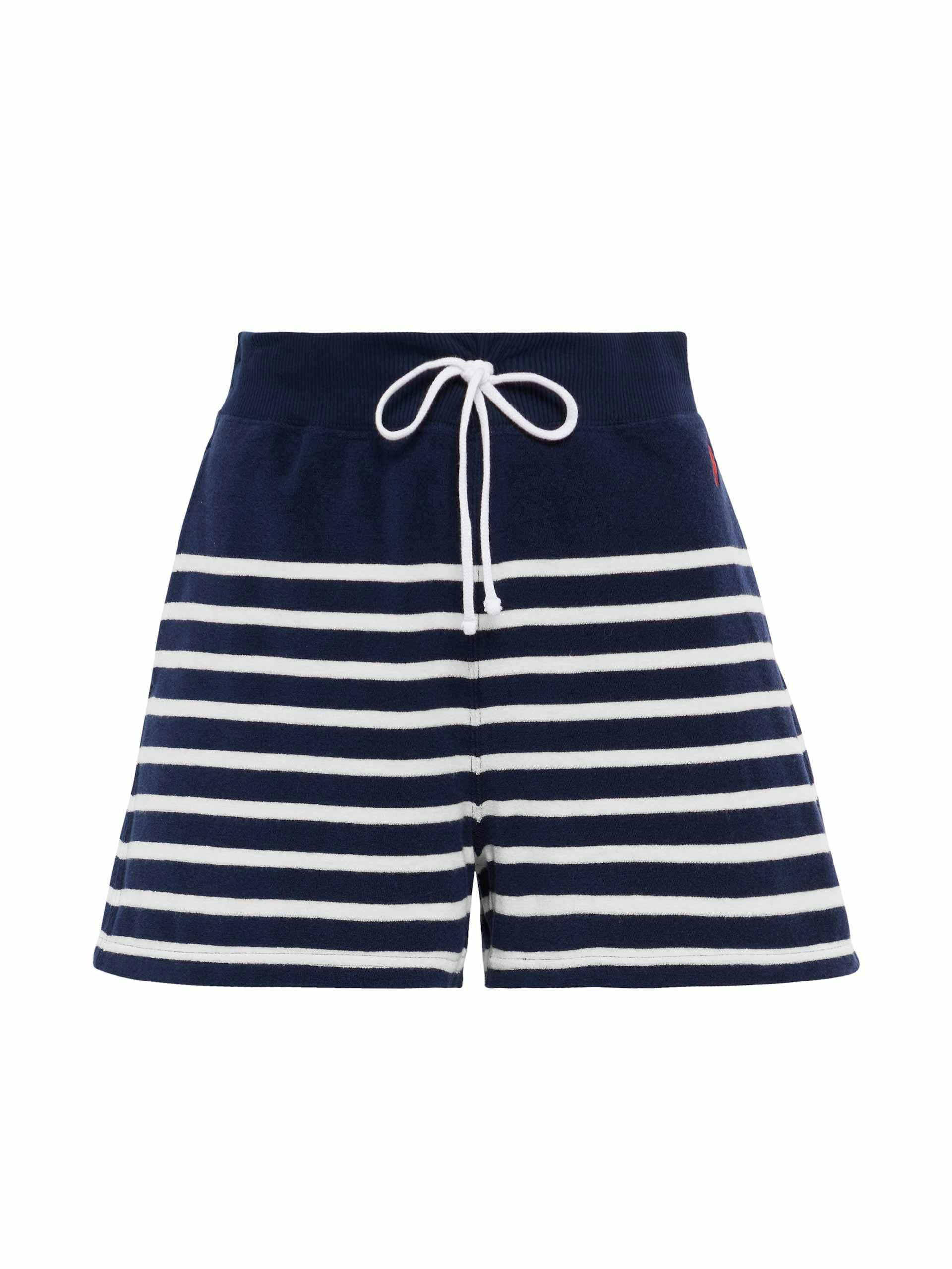 Striped cotton-blend terry shorts