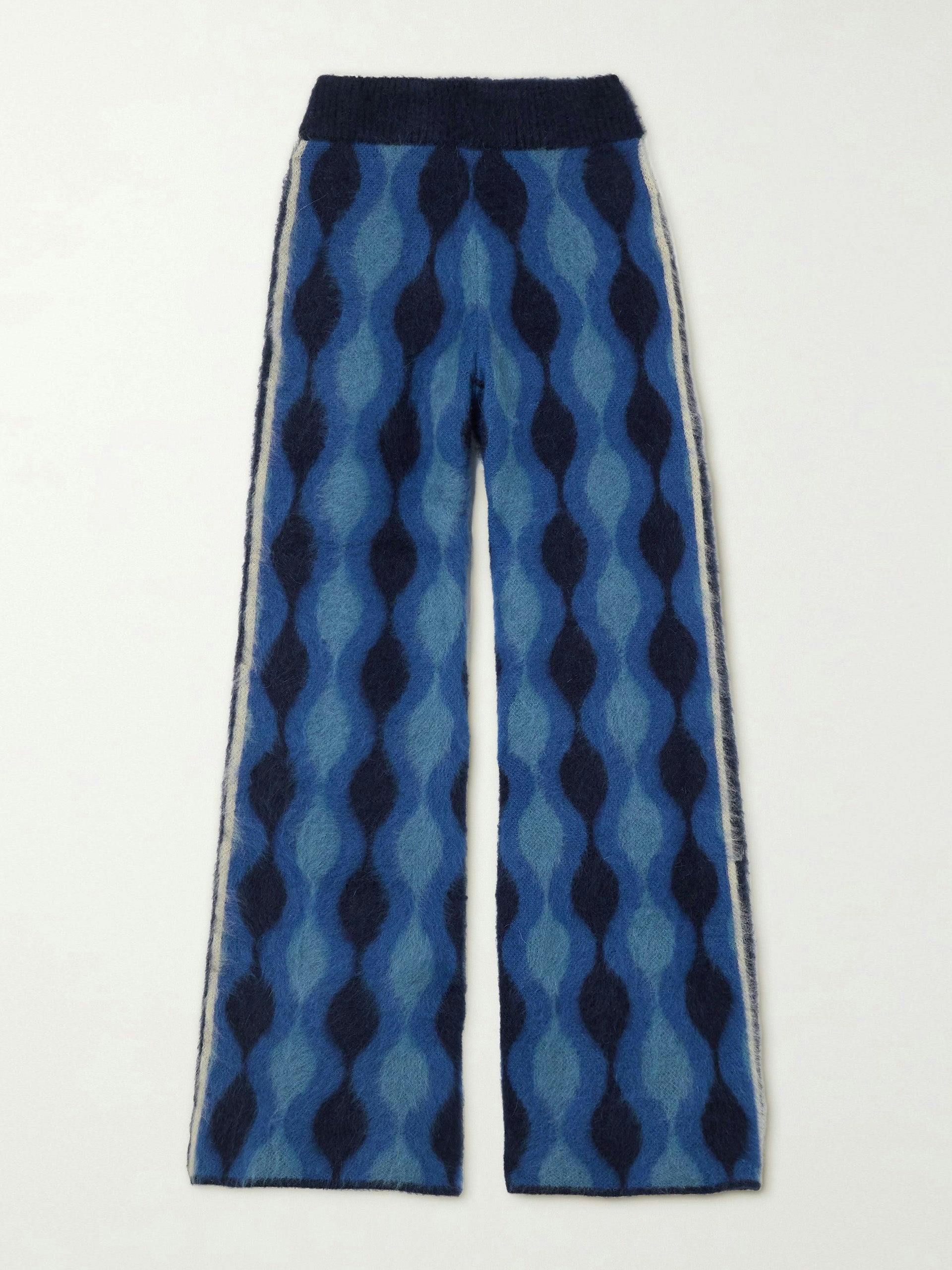 Intarsia knitted straight-leg pants