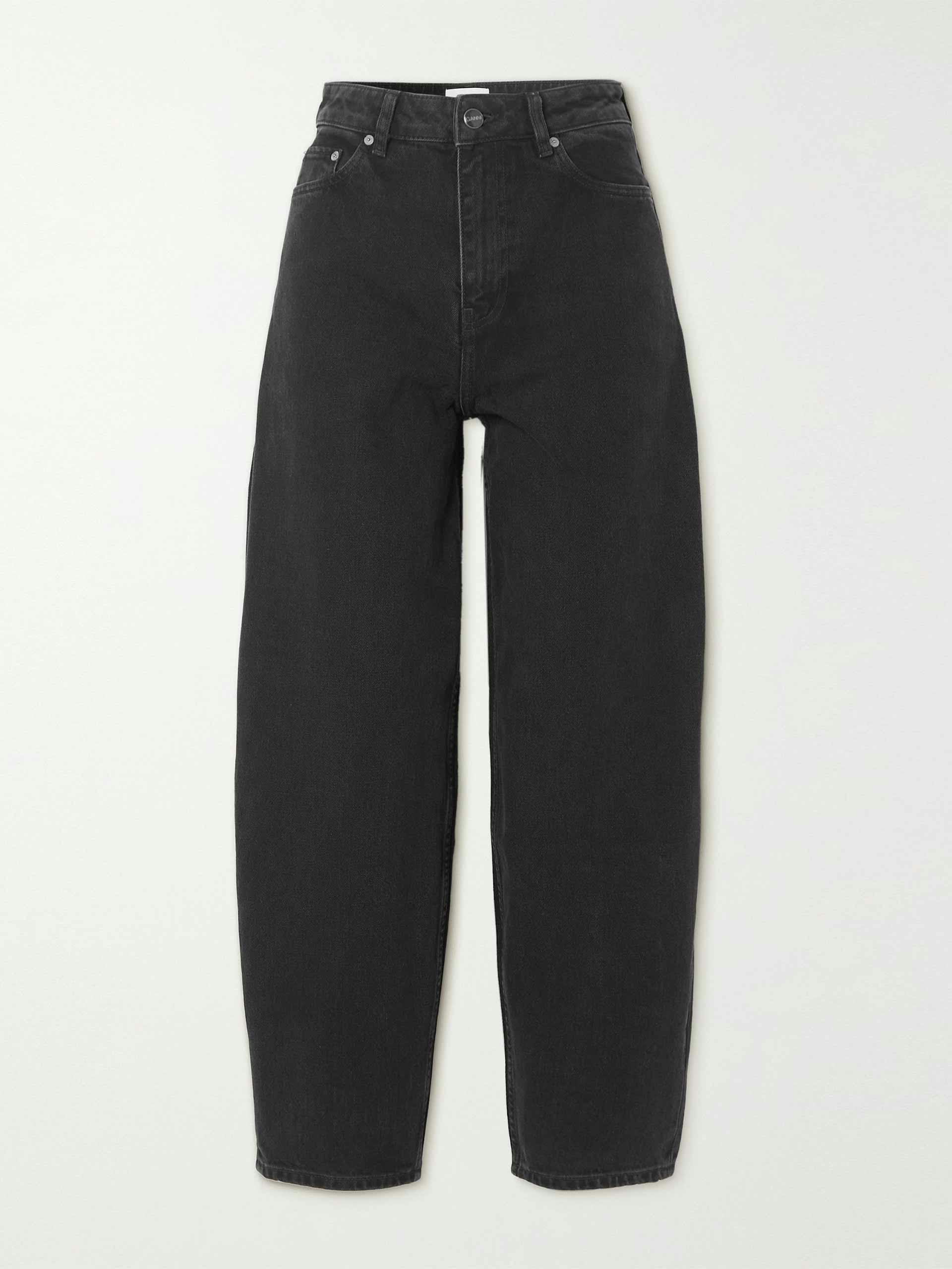 Black cropped high-rise jeans