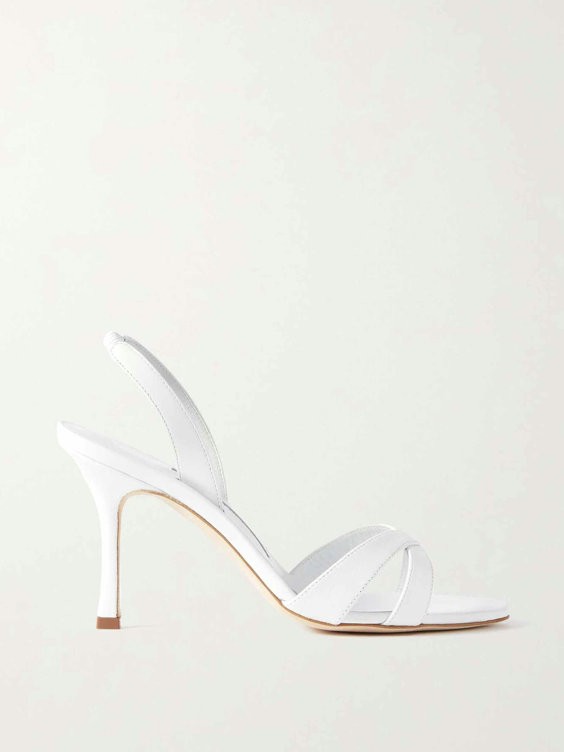 White leather slingback sandals