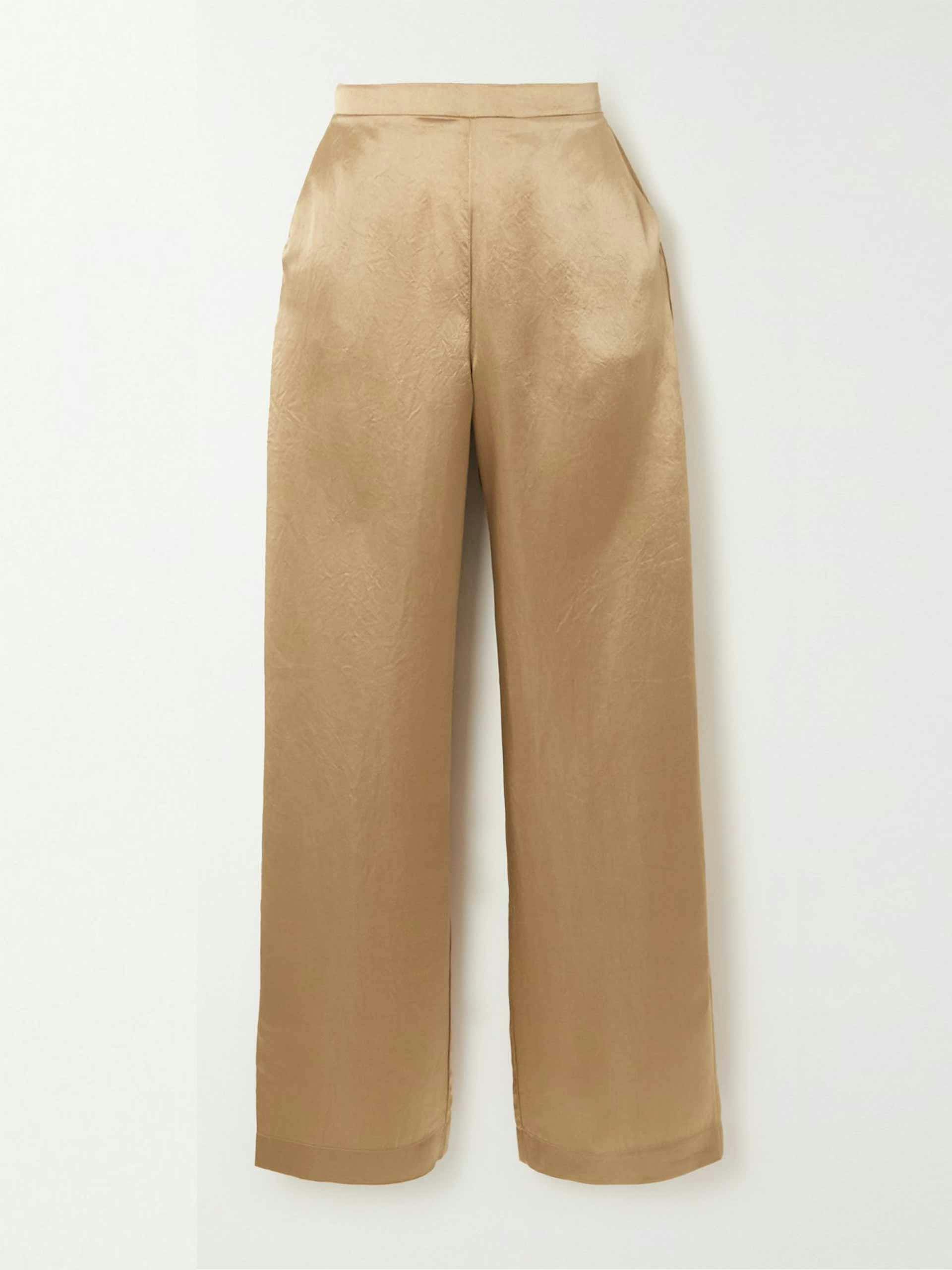 Gold fischio duchesse-satin straight-leg pants