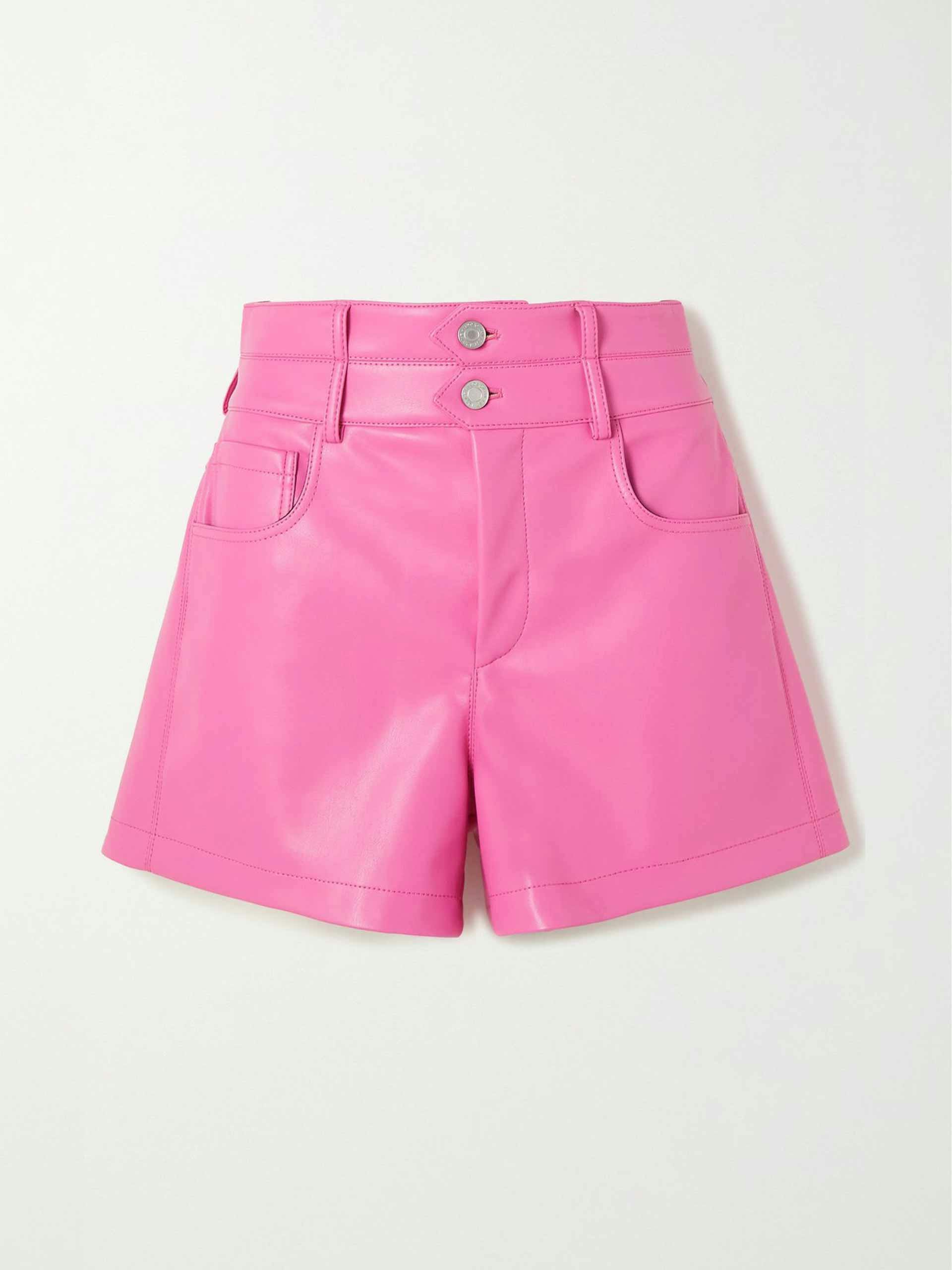 Pink leather shorts