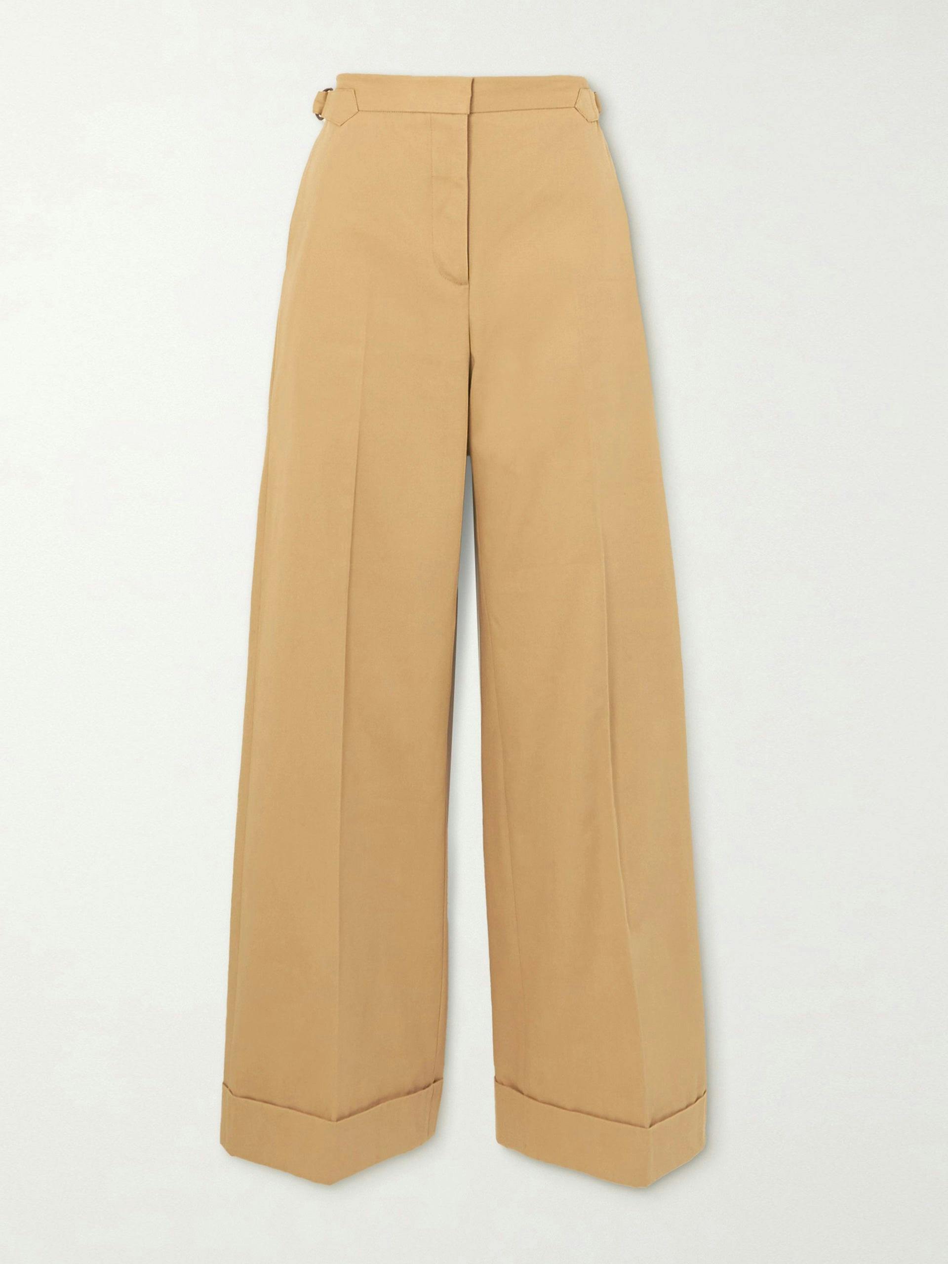 Cotton-gabardine wide-leg pants