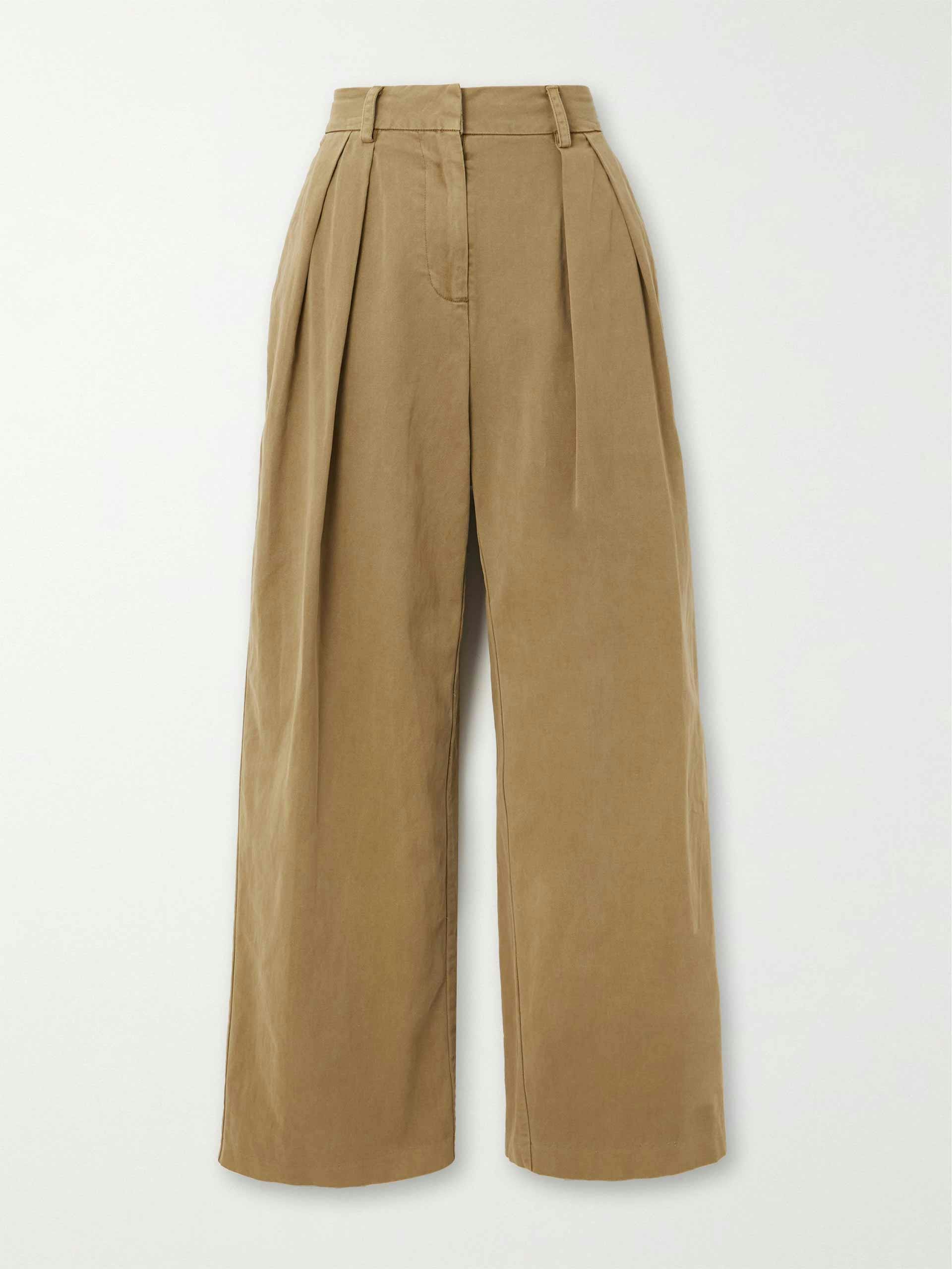 Luisa pleated cotton-twill wide-leg pants