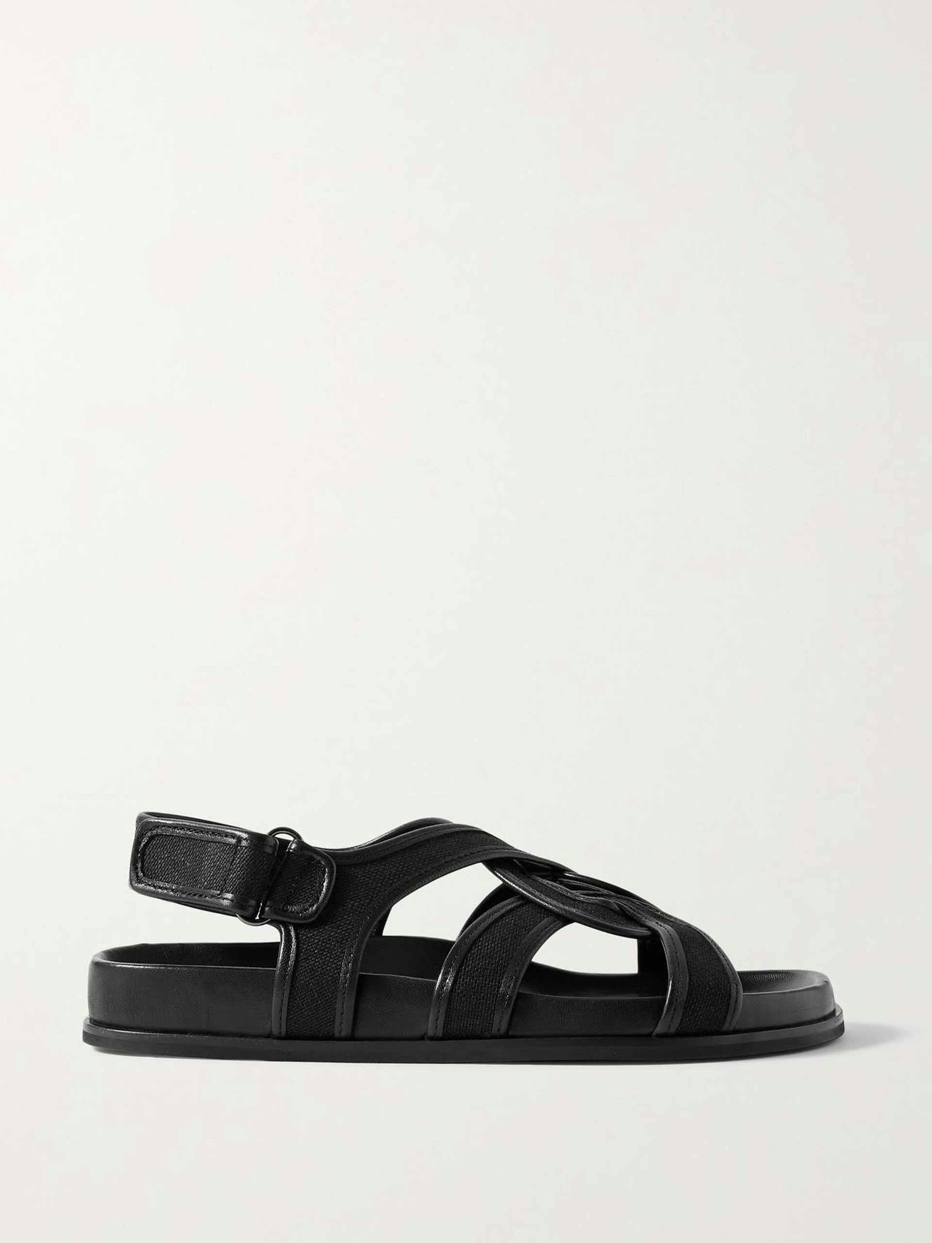 Leather trimmed sandals