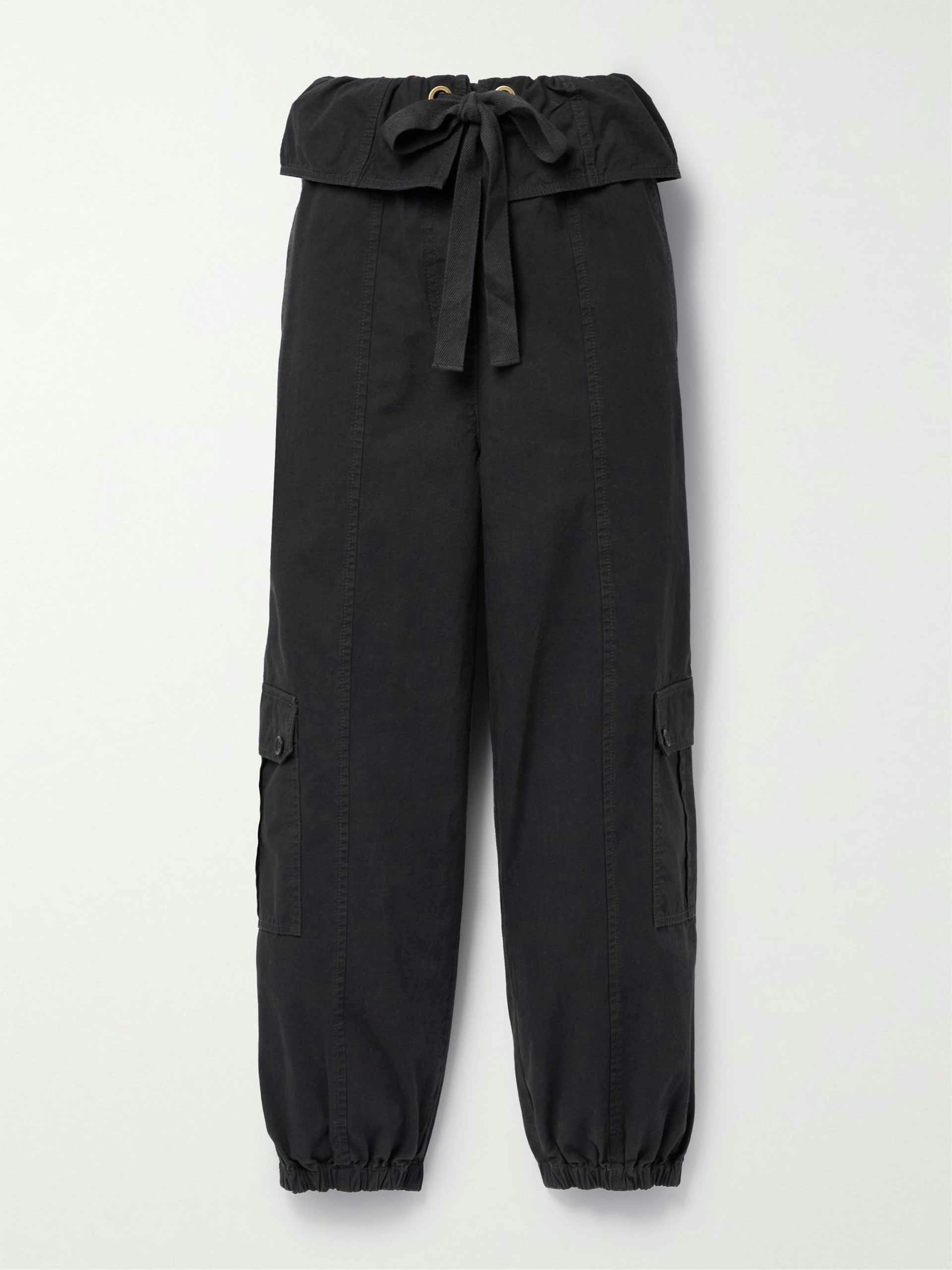Belted cotton-canvas tapered pants