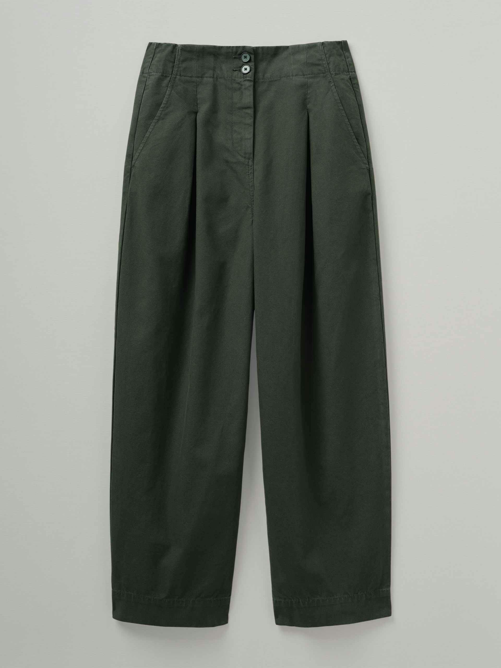 Green canvas utility trousers