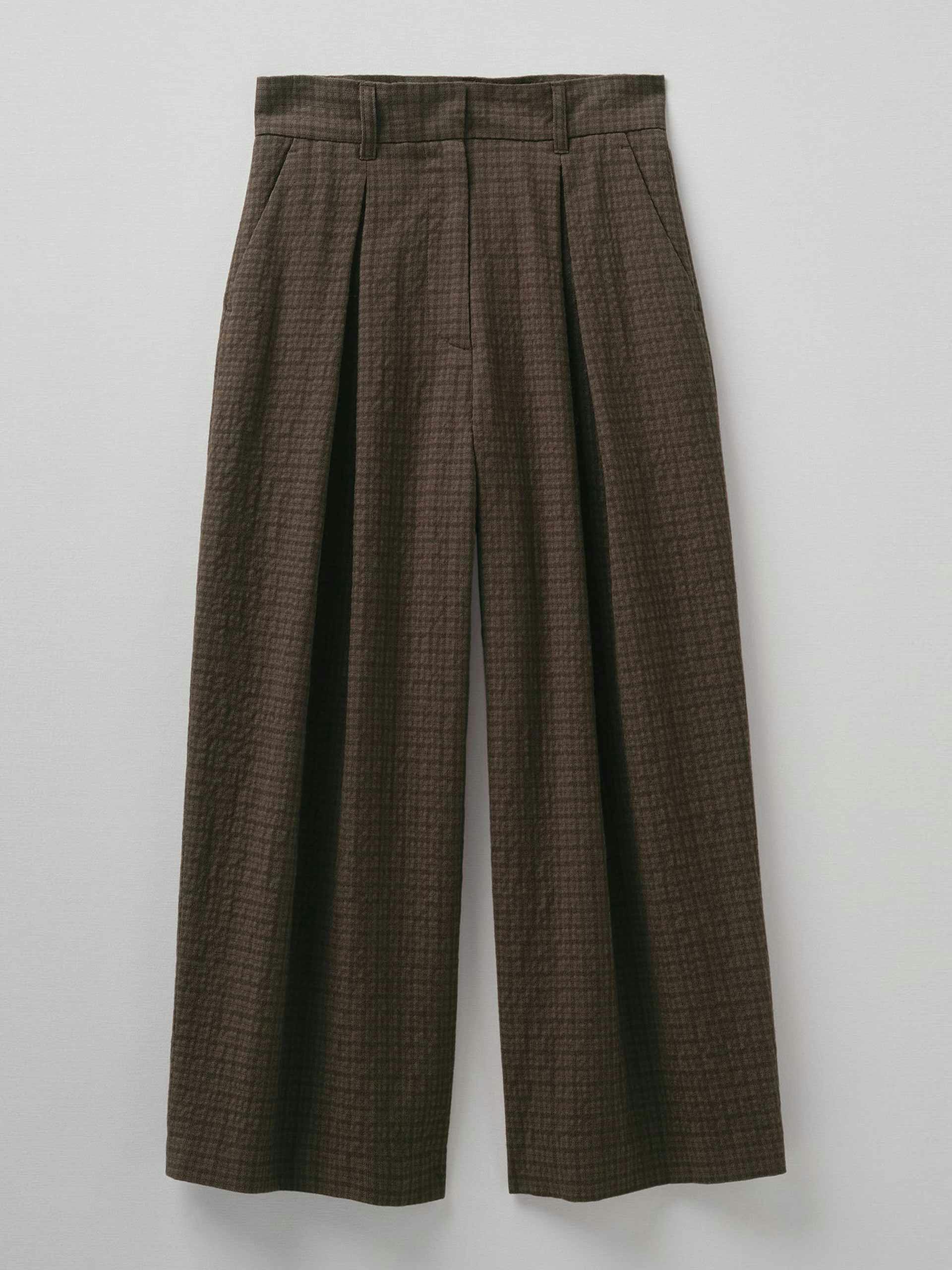 Checked cotton and wool-blend trousers