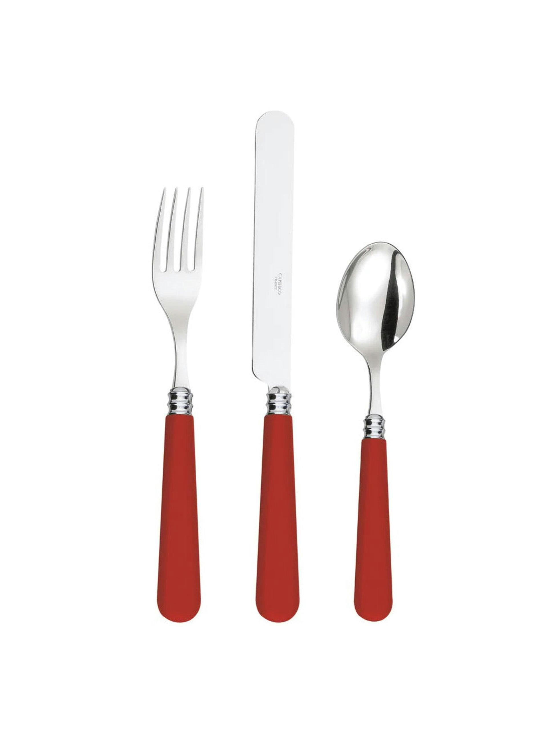Red cutlery in stainless steel